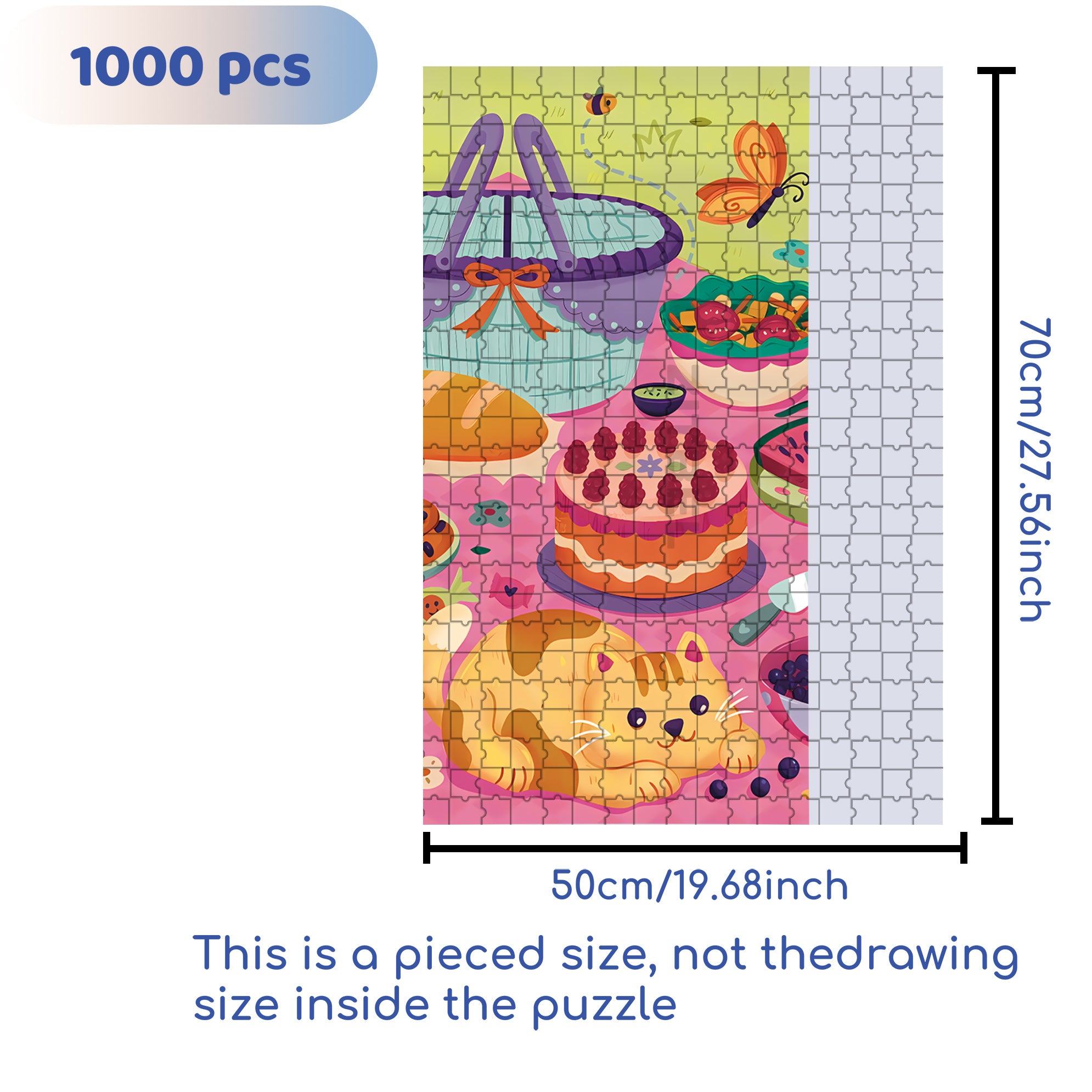 Love Picnics 500pcs/1000pcs Jigsaw Puzzle, Scratch-Resistant, Interactive Family Game & Brain-Boosting DIY Decor, Perfect for Halloween, Christmas & New Year Gifts, Family Puzzle Game