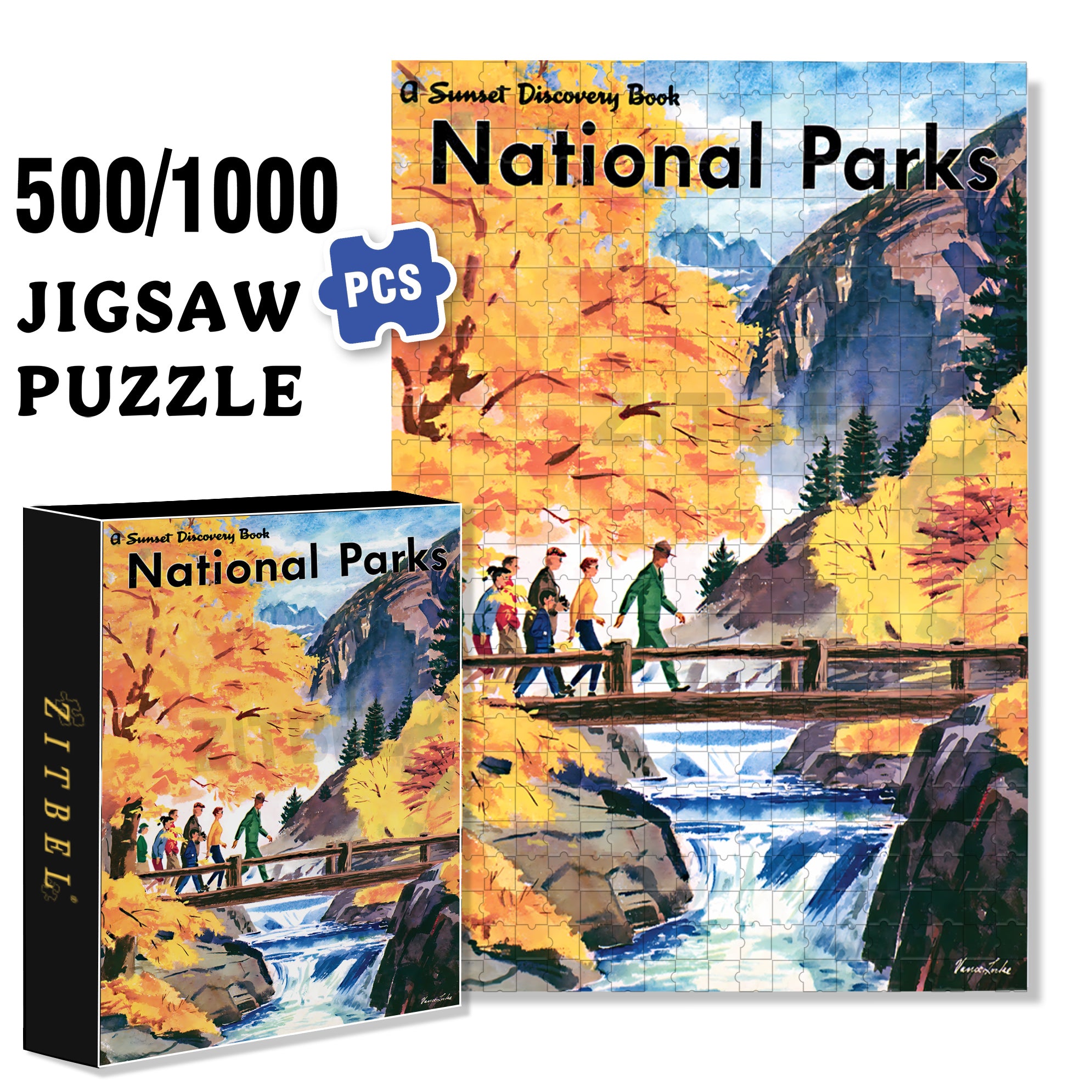 National Park 500pcs/1000pcs Jigsaw Puzzle, Scratch-Resistant, Interactive Family Game & Brain-Boosting DIY Decor, Perfect for Halloween, Christmas & New Year Gifts, Family Puzzle Game