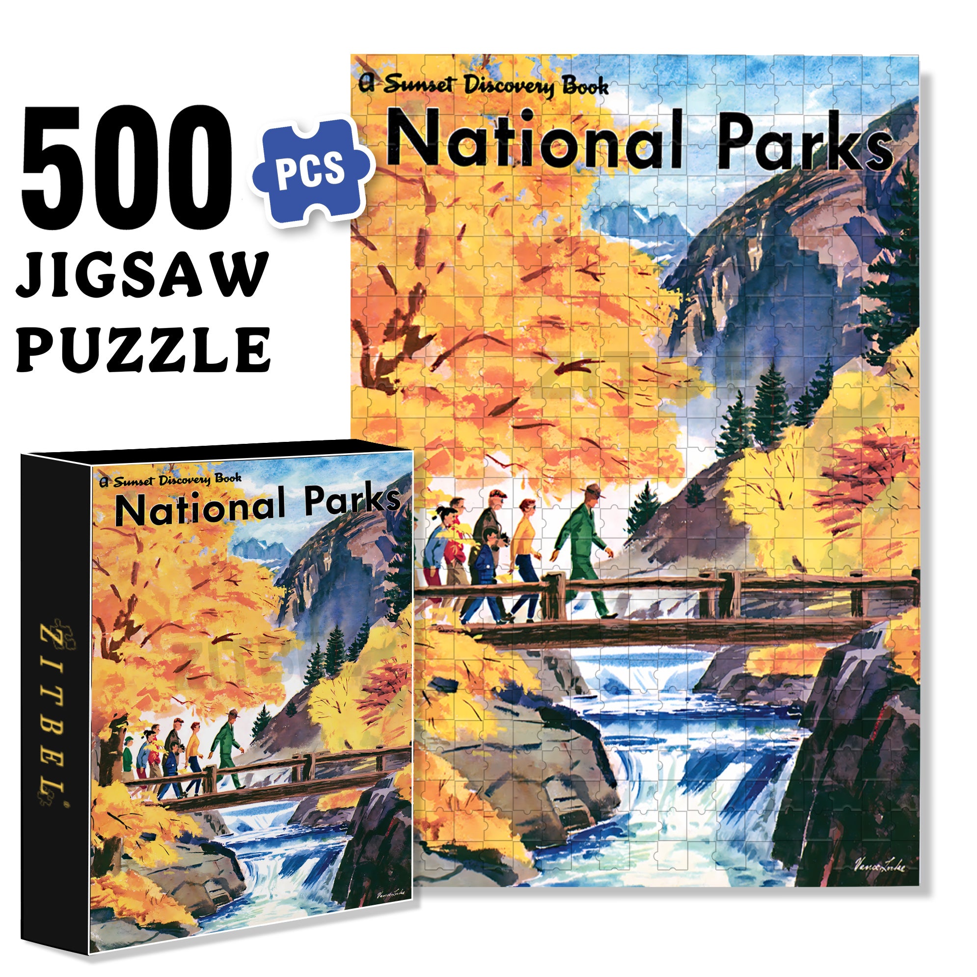 National Park 500pcs/1000pcs Jigsaw Puzzle, Scratch-Resistant, Interactive Family Game & Brain-Boosting DIY Decor, Perfect for Halloween, Christmas & New Year Gifts, Family Puzzle Game