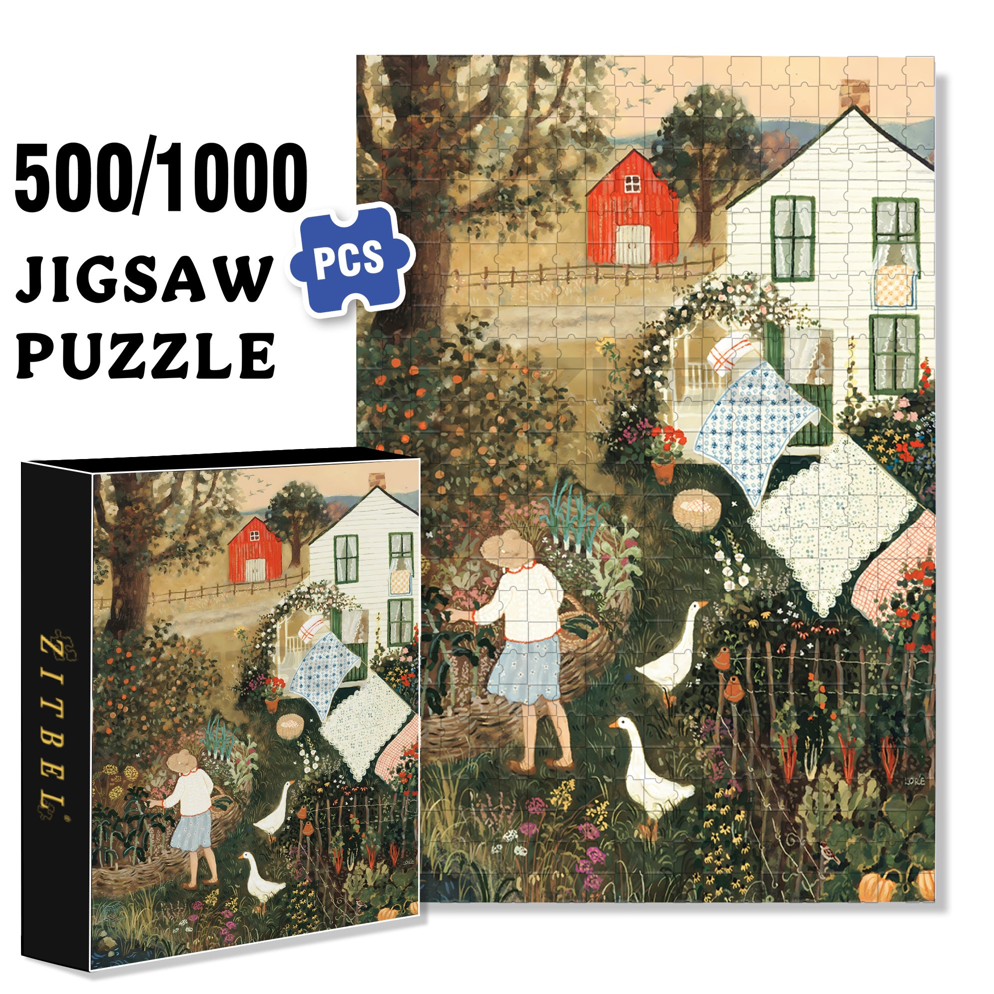 October 500pcs/1000pcs Jigsaw Puzzle, Scratch-Resistant, Interactive Family Game & Brain-Boosting DIY Decor, Perfect for Halloween, Christmas & New Year Gifts, Family Puzzle Game