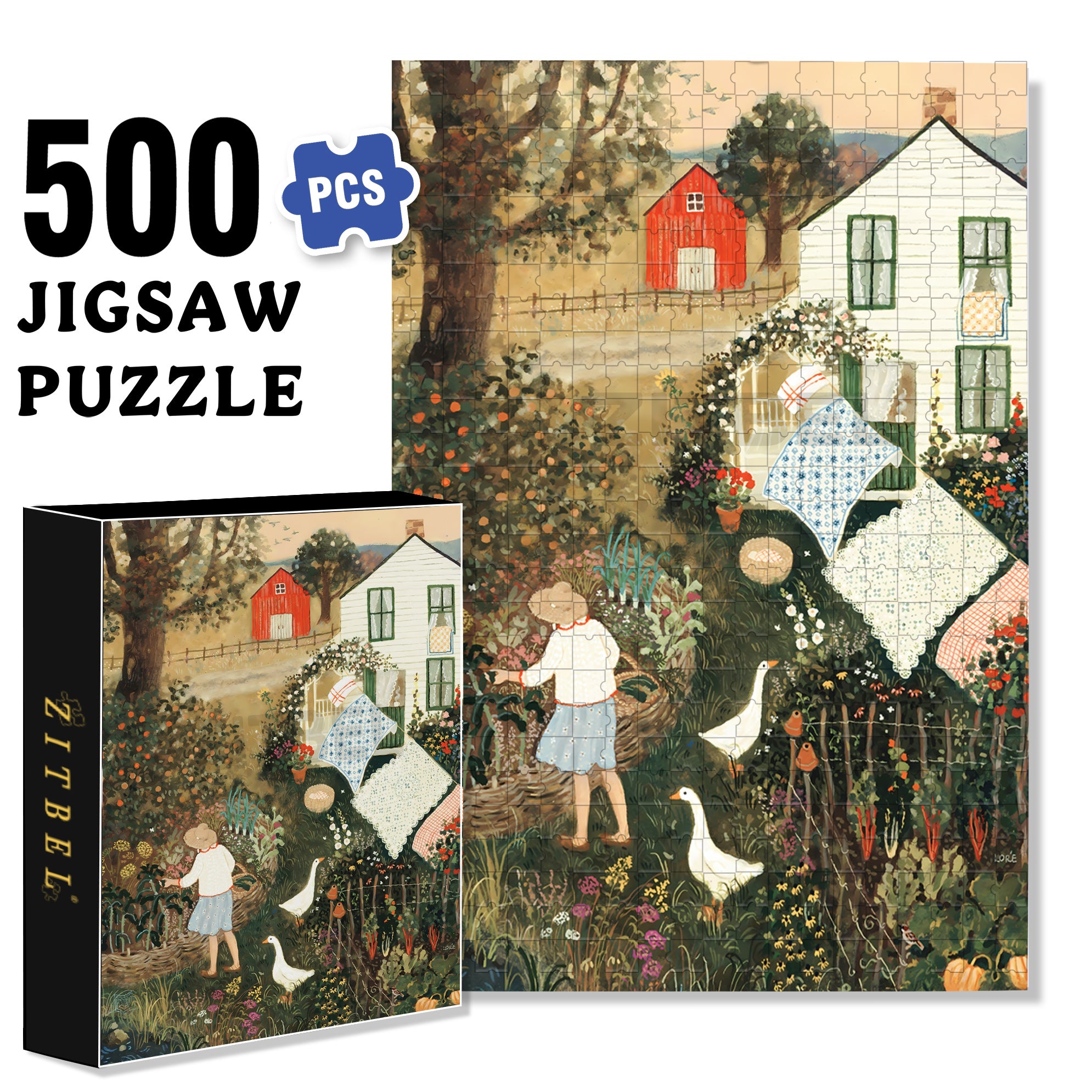 October 500pcs/1000pcs Jigsaw Puzzle, Scratch-Resistant, Interactive Family Game & Brain-Boosting DIY Decor, Perfect for Halloween, Christmas & New Year Gifts, Family Puzzle Game