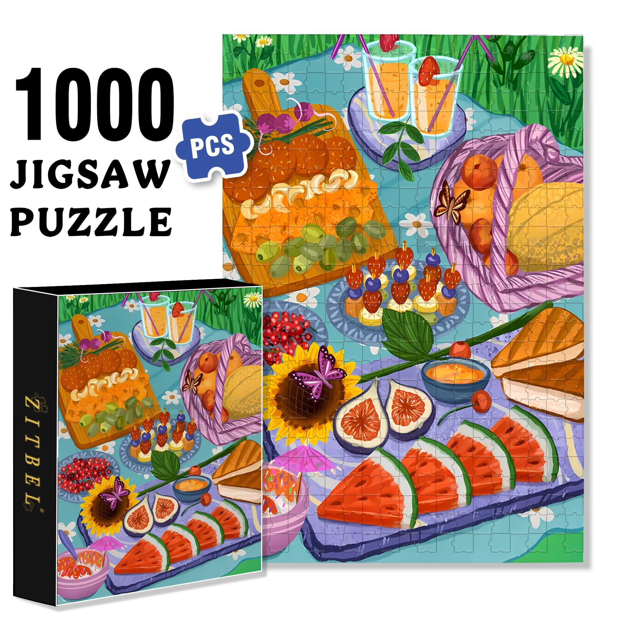 Picnicker 500pcs/1000pcs Jigsaw Puzzle, Scratch-Resistant, Interactive Family Game & Brain-Boosting DIY Decor, Perfect for Halloween, Christmas & New Year Gifts, Family Puzzle Game