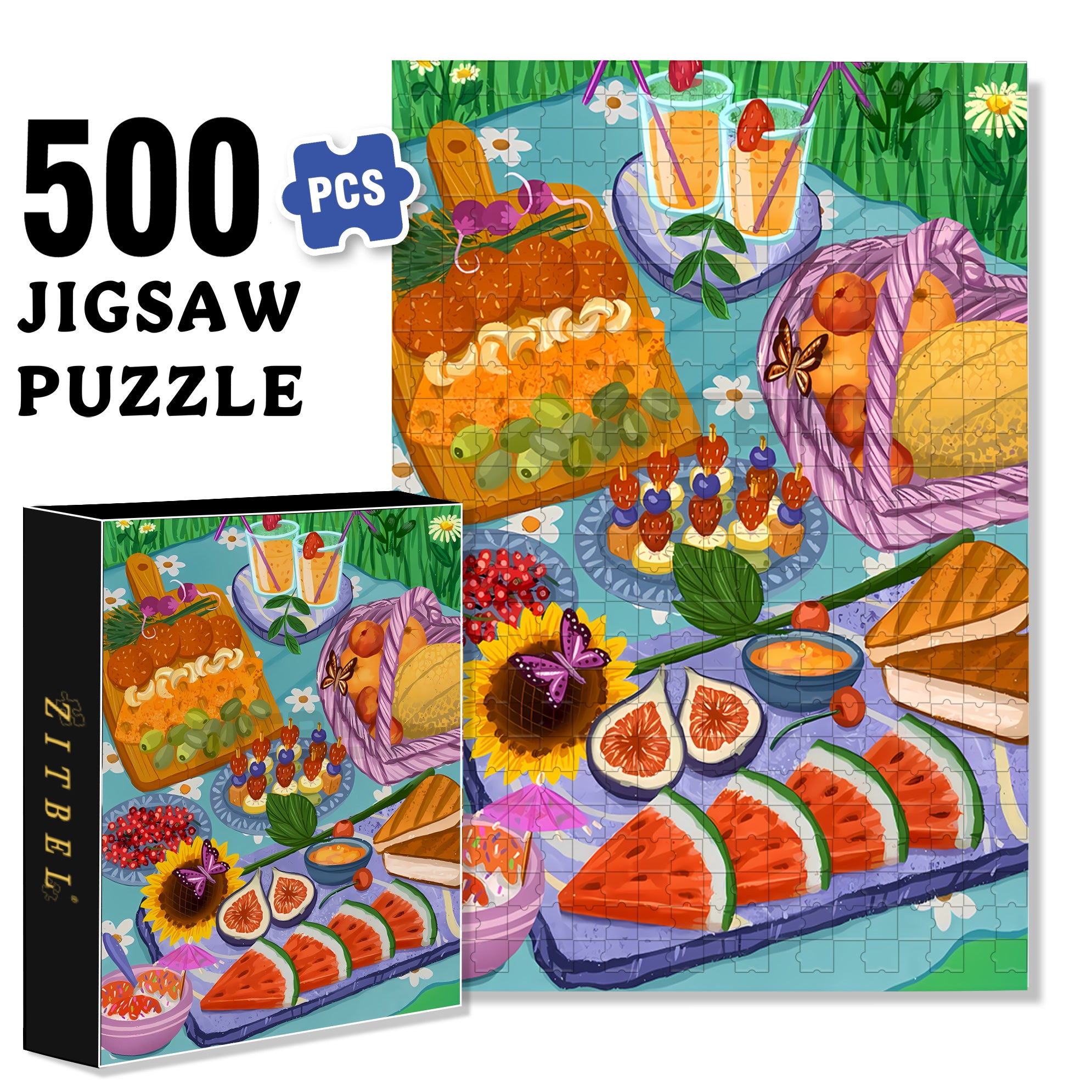 Picnicker 500pcs/1000pcs Jigsaw Puzzle, Scratch-Resistant, Interactive Family Game & Brain-Boosting DIY Decor, Perfect for Halloween, Christmas & New Year Gifts, Family Puzzle Game