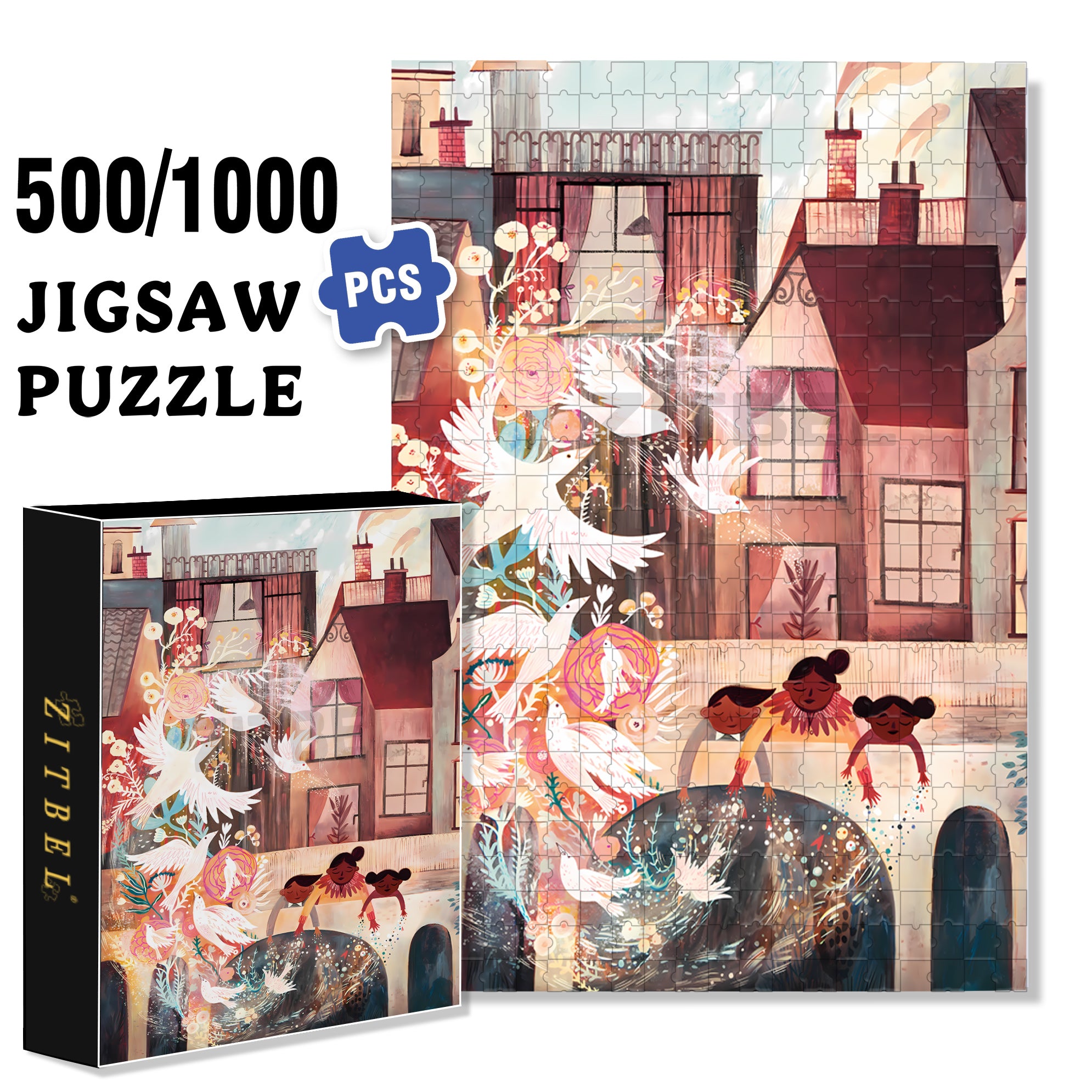 Pigeon Valley 500pcs/1000pcs Jigsaw Puzzle, Scratch-Resistant, Interactive Family Game & Brain-Boosting DIY Decor, Perfect for Halloween, Christmas & New Year Gifts, Family Puzzle Game