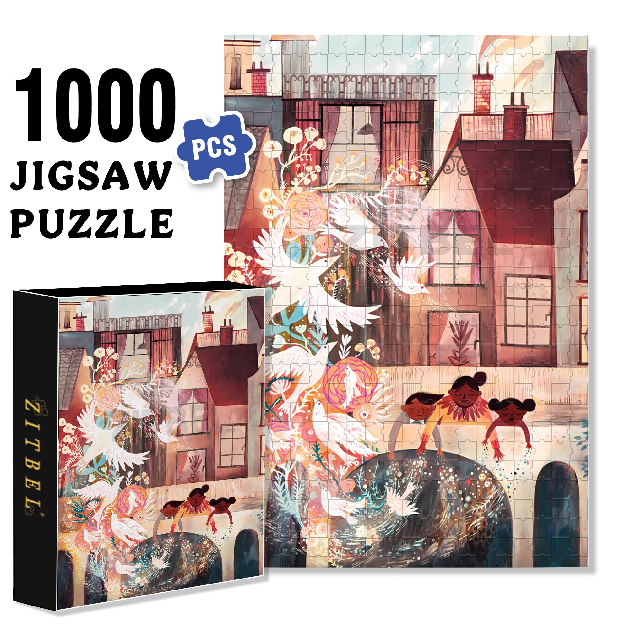 Pigeon Valley 500pcs/1000pcs Jigsaw Puzzle, Scratch-Resistant, Interactive Family Game & Brain-Boosting DIY Decor, Perfect for Halloween, Christmas & New Year Gifts, Family Puzzle Game