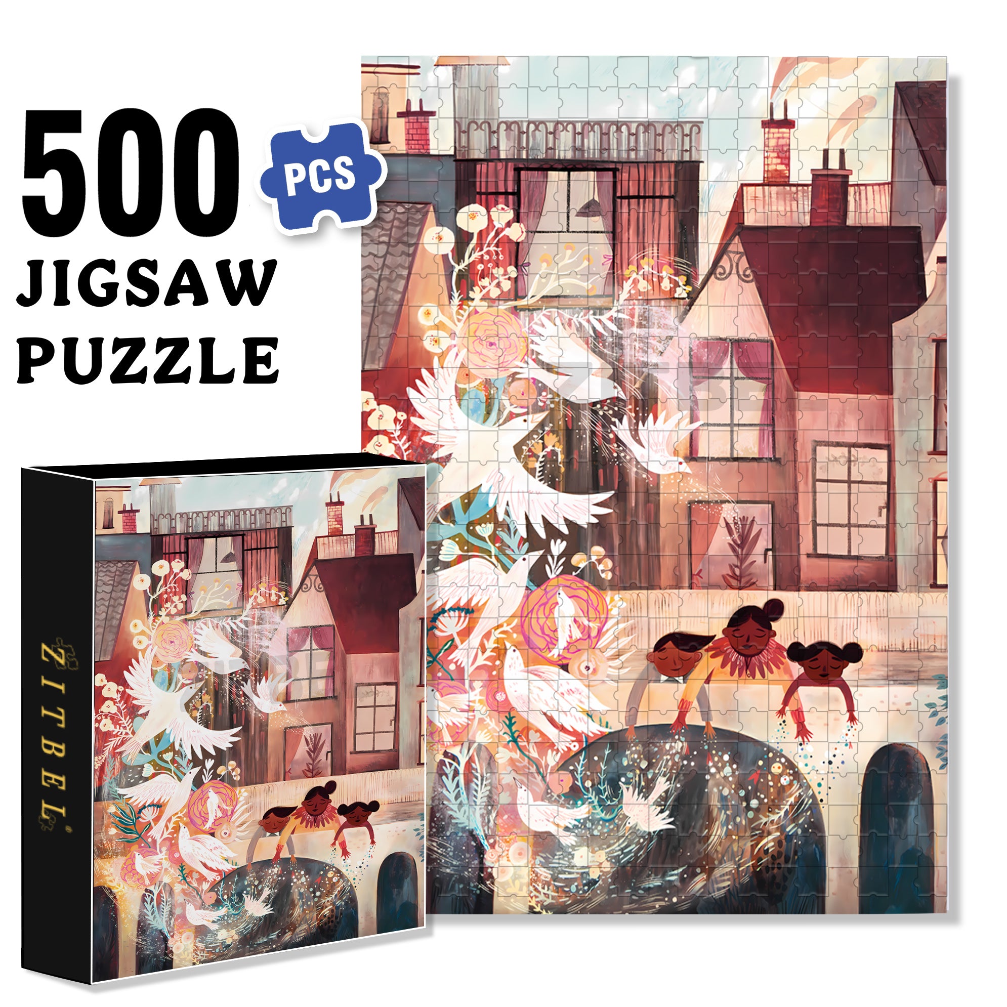 Pigeon Valley 500pcs/1000pcs Jigsaw Puzzle, Scratch-Resistant, Interactive Family Game & Brain-Boosting DIY Decor, Perfect for Halloween, Christmas & New Year Gifts, Family Puzzle Game