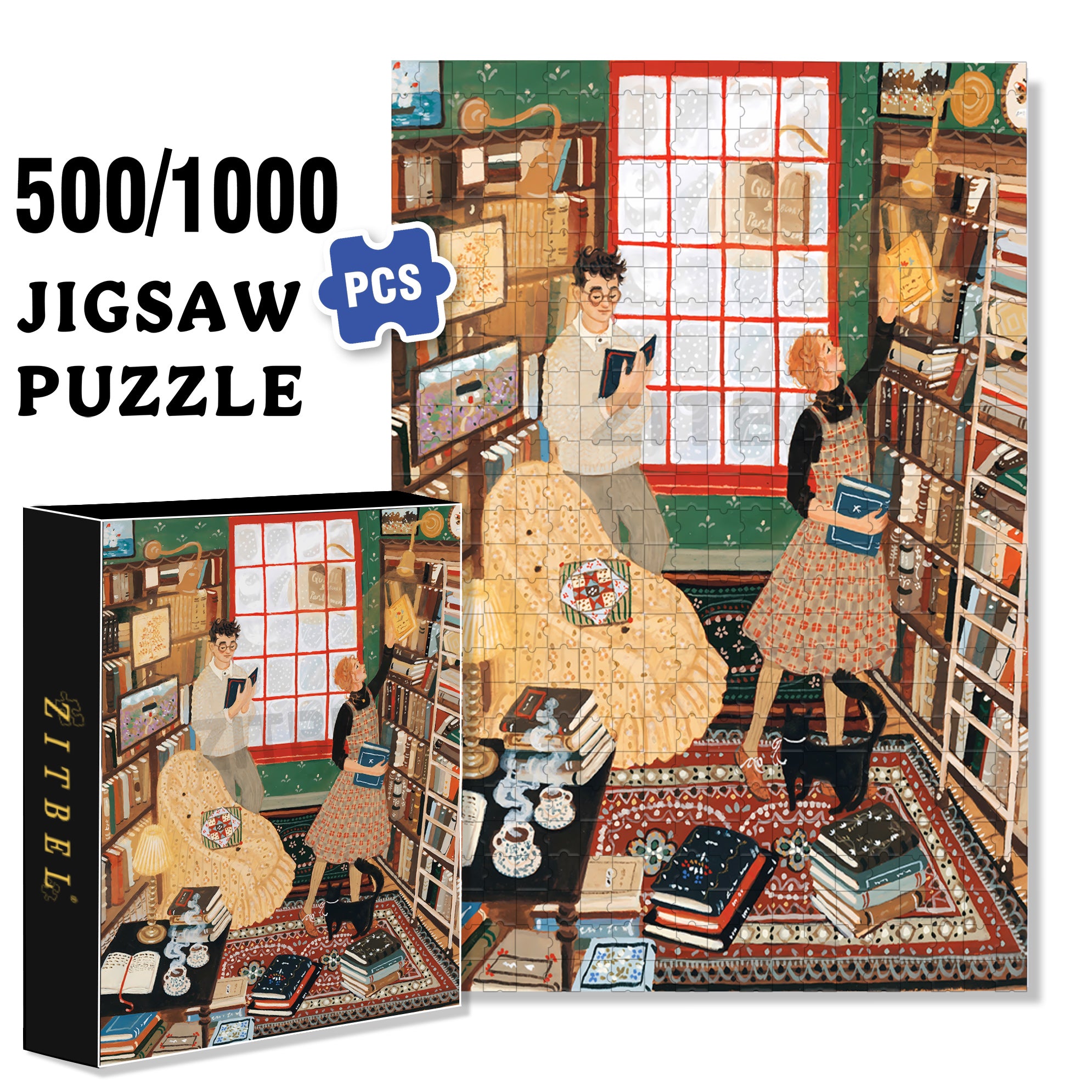 Quill And Parchment 500pcs/1000pcs Jigsaw Puzzle, Scratch-Resistant, Interactive Family Game & Brain-Boosting DIY Decor, Perfect for Halloween, Christmas & New Year Gifts, Family Puzzle Game