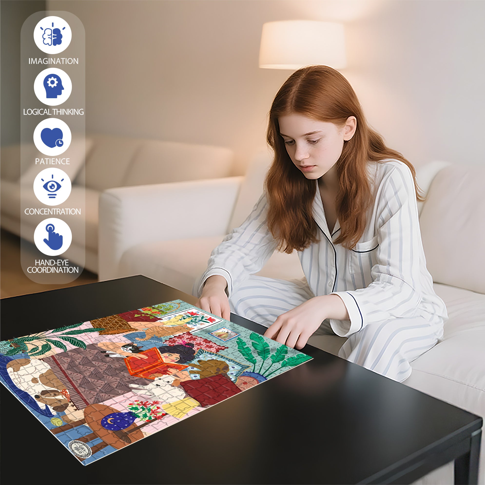 Read 500pcs/1000pcs Jigsaw Puzzle, Scratch-Resistant, Interactive Family Game & Brain-Boosting DIY Decor, Perfect for Halloween, Christmas & New Year Gifts, Family Puzzle Game