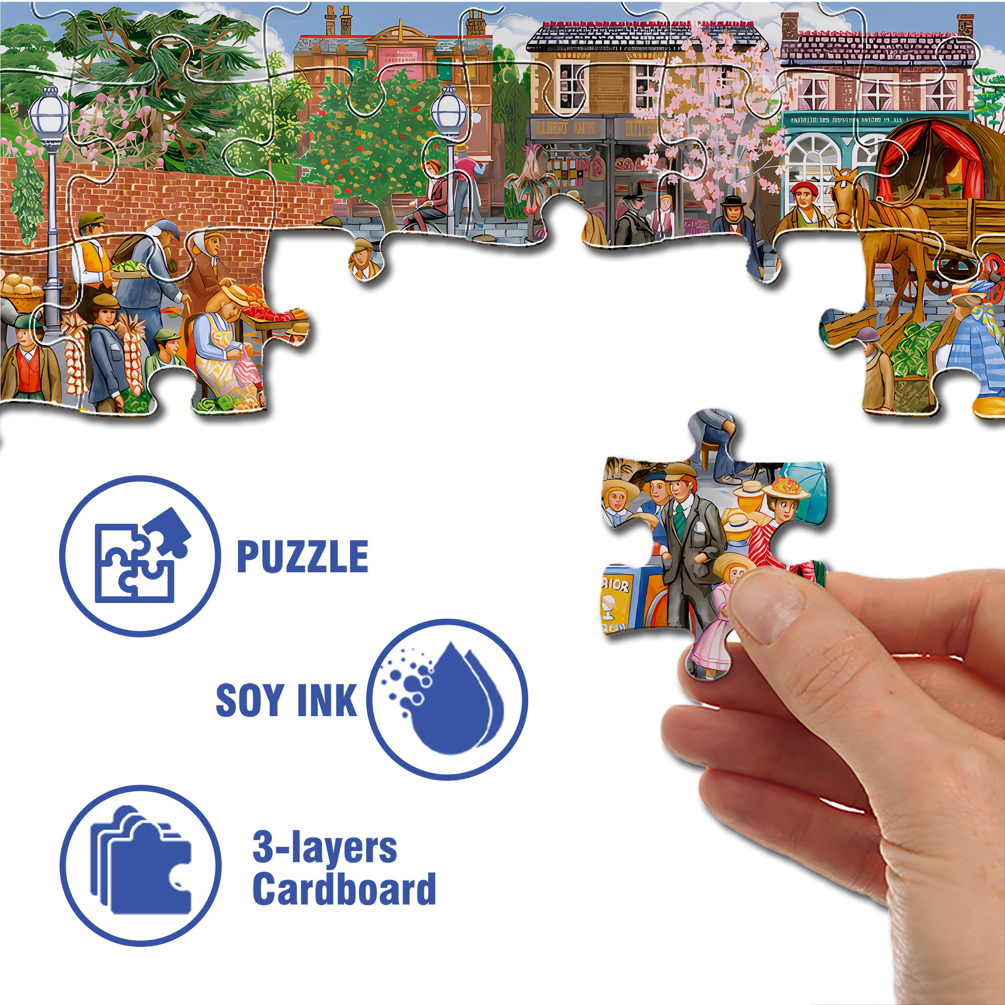 Springtime Market 500pcs/1000pcs Jigsaw Puzzle, Scratch-Resistant, Interactive Family Game & Brain-Boosting DIY Decor, Perfect for Halloween, Christmas & New Year Gifts, Family Puzzle Game