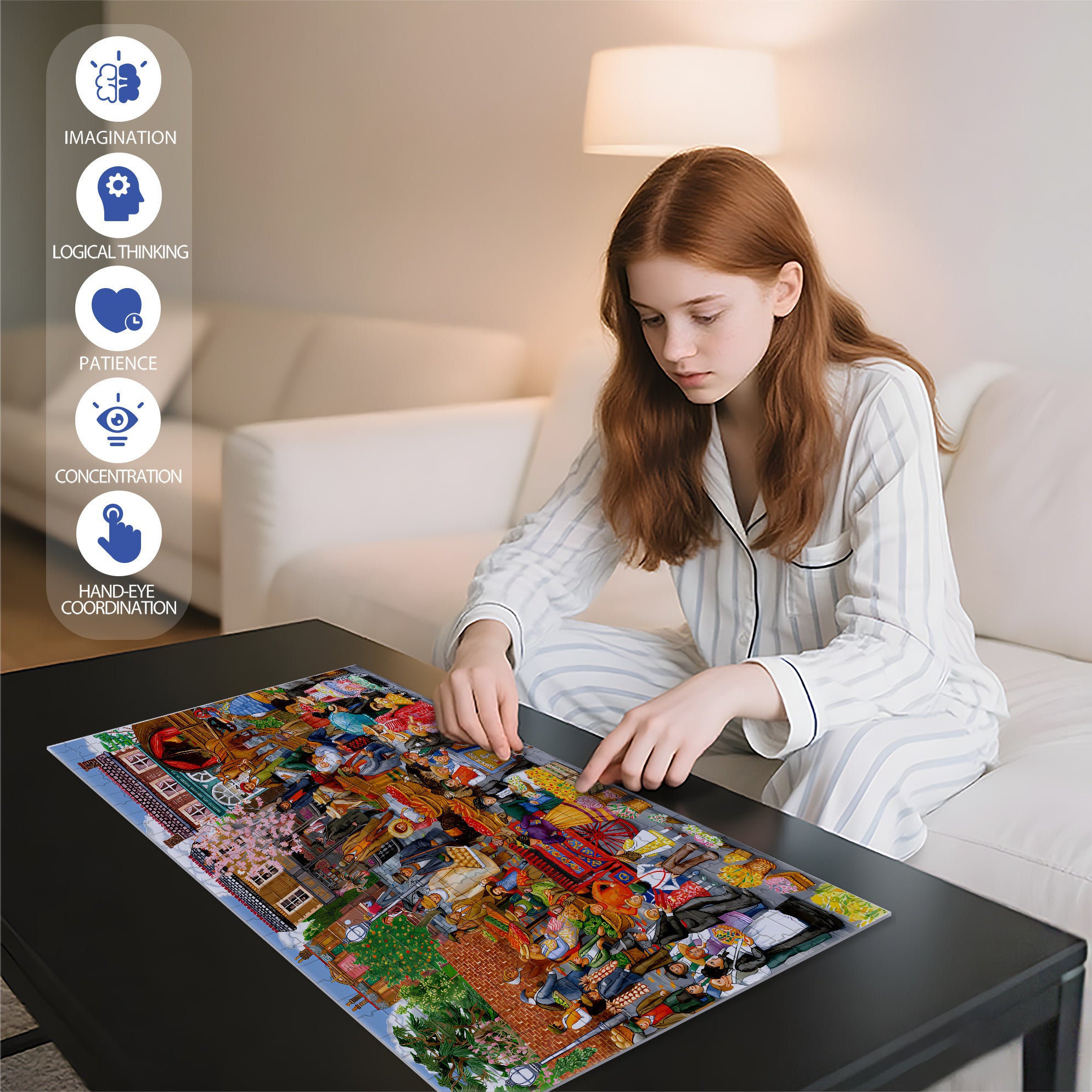 Springtime Market 500pcs/1000pcs Jigsaw Puzzle, Scratch-Resistant, Interactive Family Game & Brain-Boosting DIY Decor, Perfect for Halloween, Christmas & New Year Gifts, Family Puzzle Game