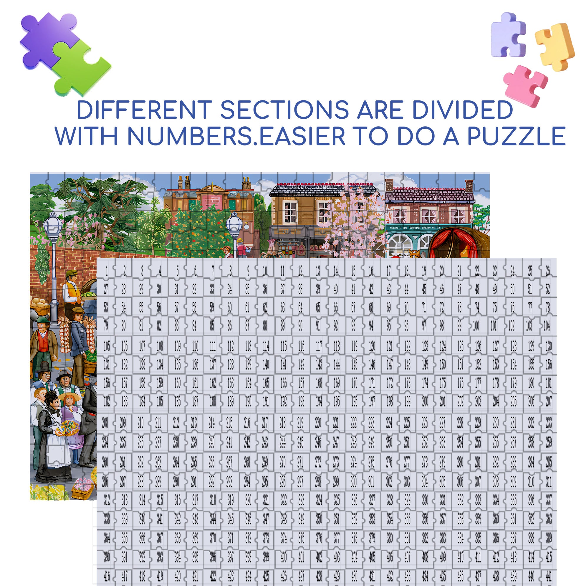 Springtime Market 500pcs/1000pcs Jigsaw Puzzle, Scratch-Resistant, Interactive Family Game & Brain-Boosting DIY Decor, Perfect for Halloween, Christmas & New Year Gifts, Family Puzzle Game