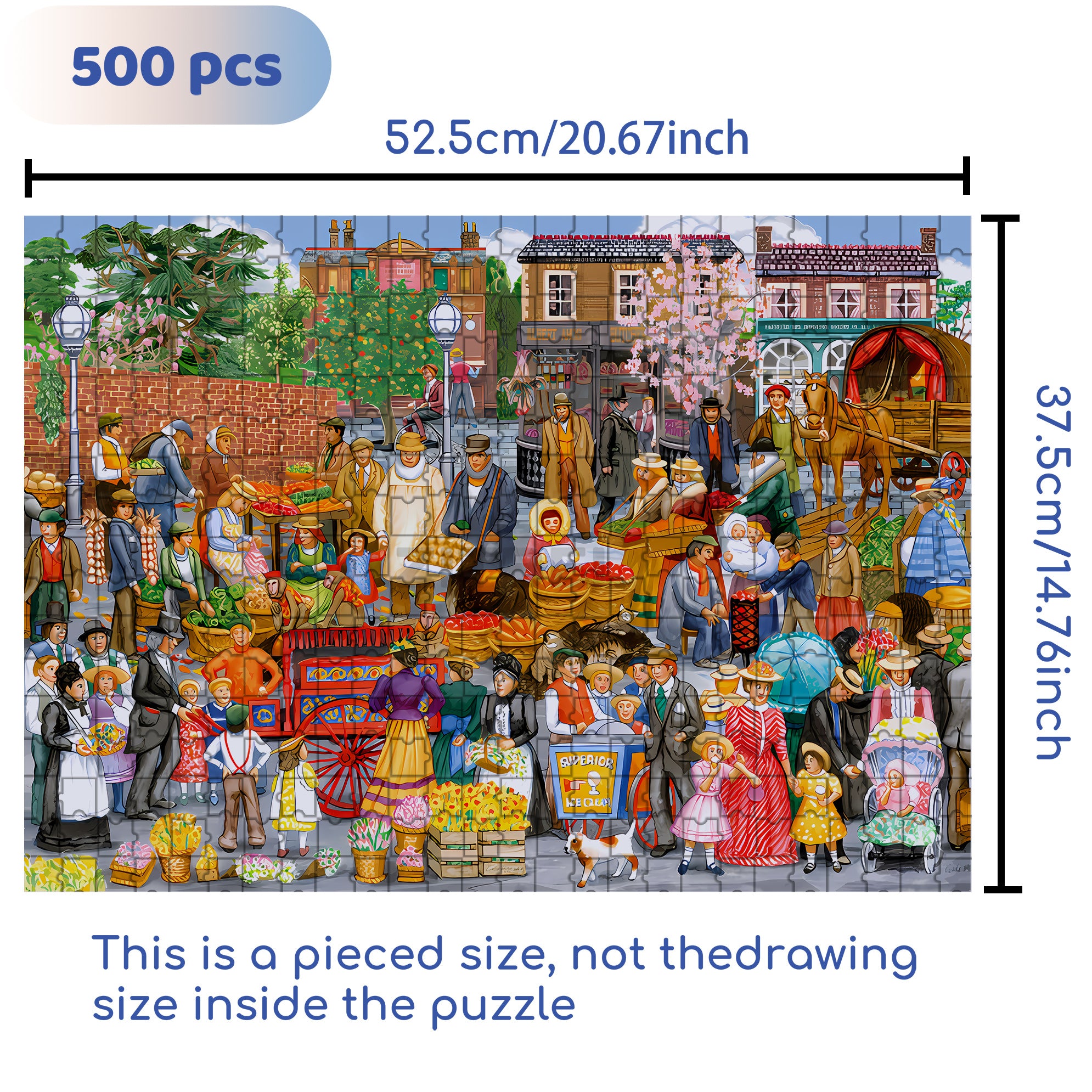Springtime Market 500pcs/1000pcs Jigsaw Puzzle, Scratch-Resistant, Interactive Family Game & Brain-Boosting DIY Decor, Perfect for Halloween, Christmas & New Year Gifts, Family Puzzle Game