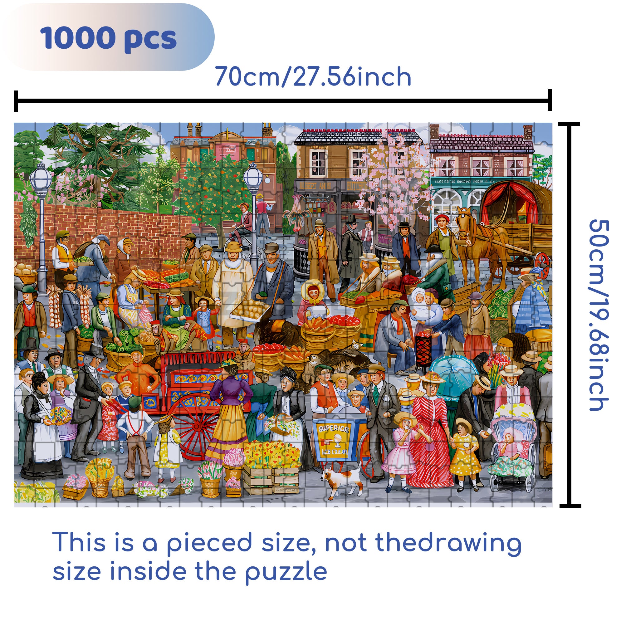 Springtime Market 500pcs/1000pcs Jigsaw Puzzle, Scratch-Resistant, Interactive Family Game & Brain-Boosting DIY Decor, Perfect for Halloween, Christmas & New Year Gifts, Family Puzzle Game