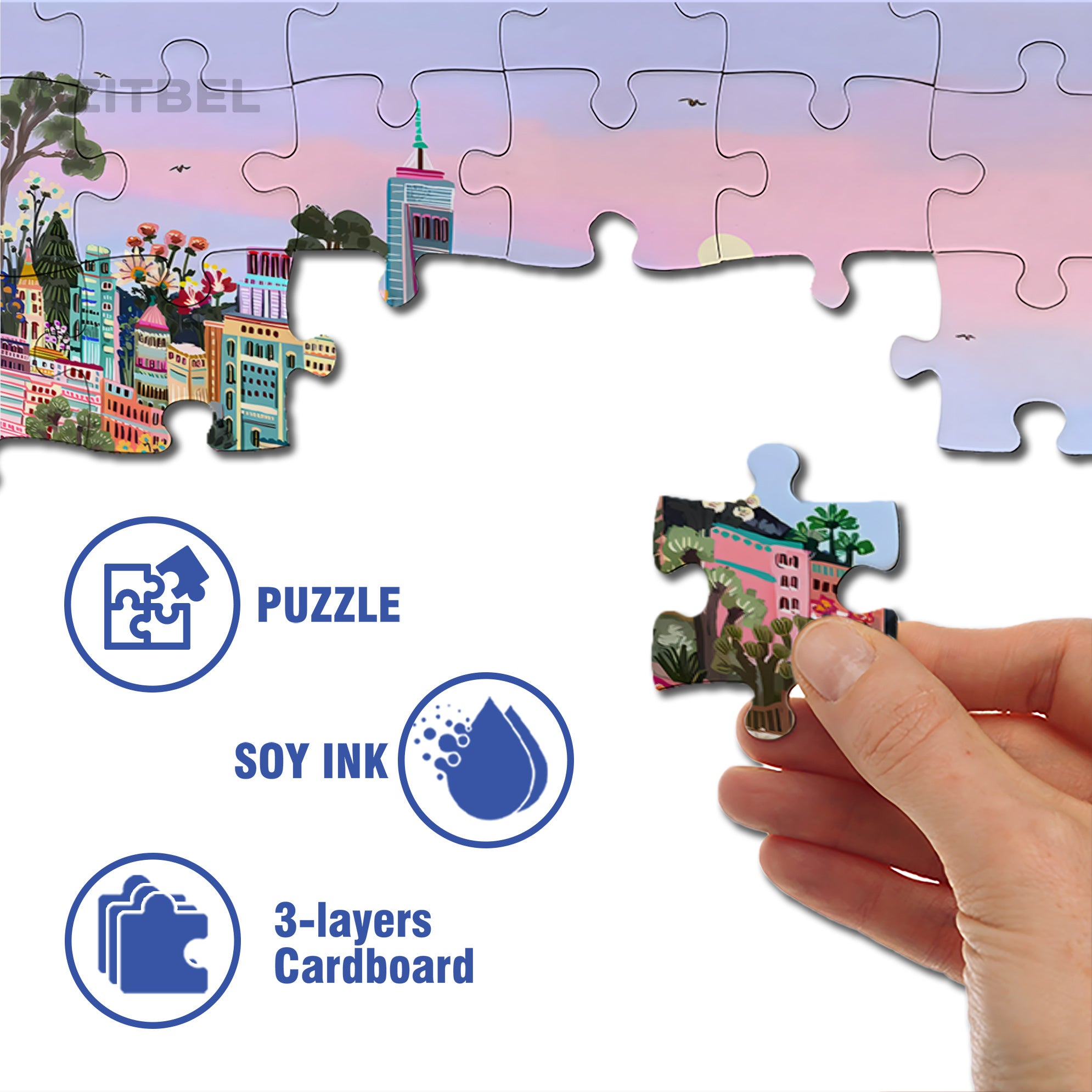 Sunset By The River 500pcs/1000pcs Jigsaw Puzzle, Scratch-Resistant, Interactive Family Game & Brain-Boosting DIY Decor, Perfect for Halloween, Christmas & New Year Gifts, Family Puzzle Game