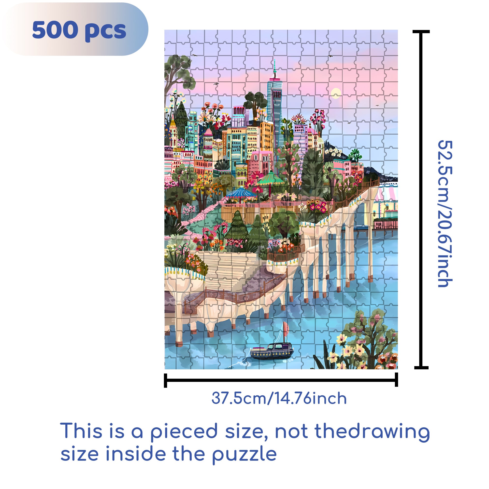 Sunset By The River 500pcs/1000pcs Jigsaw Puzzle, Scratch-Resistant, Interactive Family Game & Brain-Boosting DIY Decor, Perfect for Halloween, Christmas & New Year Gifts, Family Puzzle Game