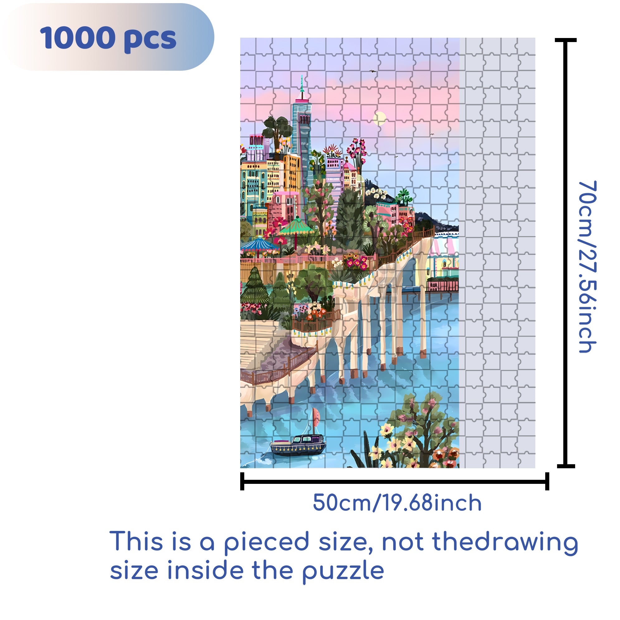 Sunset By The River 500pcs/1000pcs Jigsaw Puzzle, Scratch-Resistant, Interactive Family Game & Brain-Boosting DIY Decor, Perfect for Halloween, Christmas & New Year Gifts, Family Puzzle Game