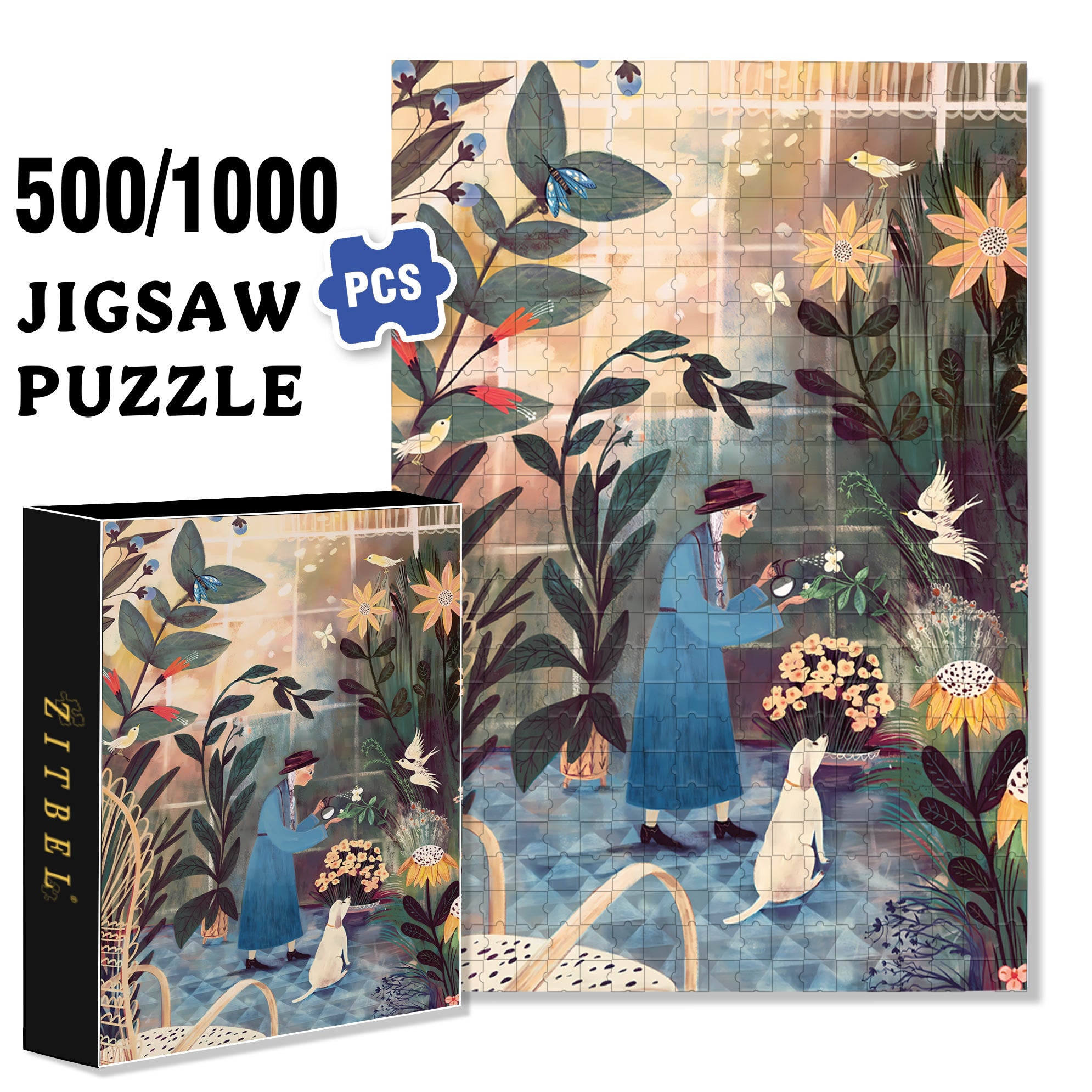 Taking Care Of Plants 500pcs/1000pcs Jigsaw Puzzle, Scratch-Resistant, Interactive Family Game & Brain-Boosting DIY Decor, Perfect for Halloween, Christmas & New Year Gifts, Family Puzzle Game