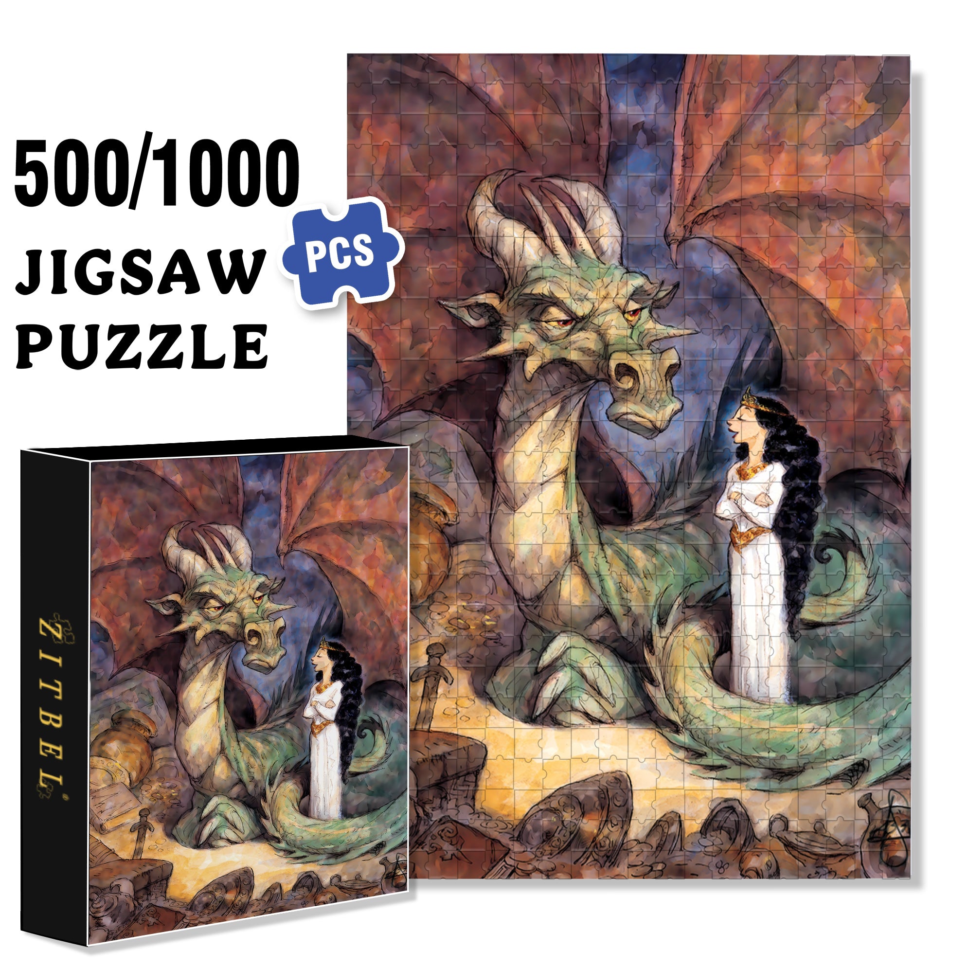 Talk With Dinosaurs 500pcs/1000pcs Jigsaw Puzzle, Scratch-Resistant, Interactive Family Game & Brain-Boosting DIY Decor, Perfect for Halloween, Christmas & New Year Gifts, Family Puzzle Game