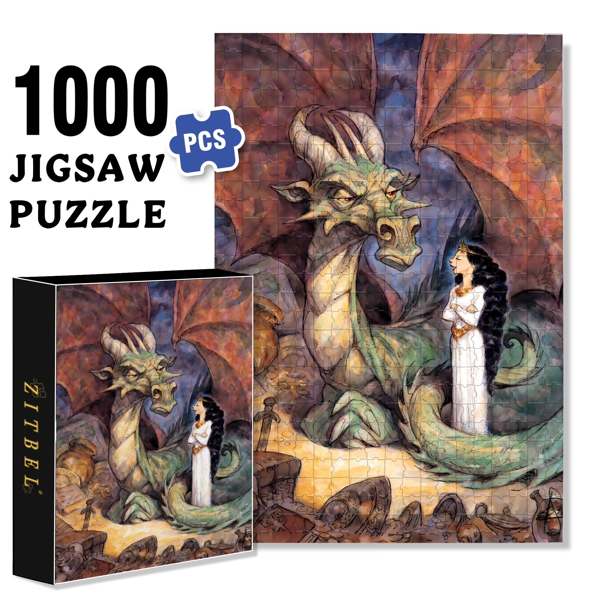 Talk With Dinosaurs 500pcs/1000pcs Jigsaw Puzzle, Scratch-Resistant, Interactive Family Game & Brain-Boosting DIY Decor, Perfect for Halloween, Christmas & New Year Gifts, Family Puzzle Game