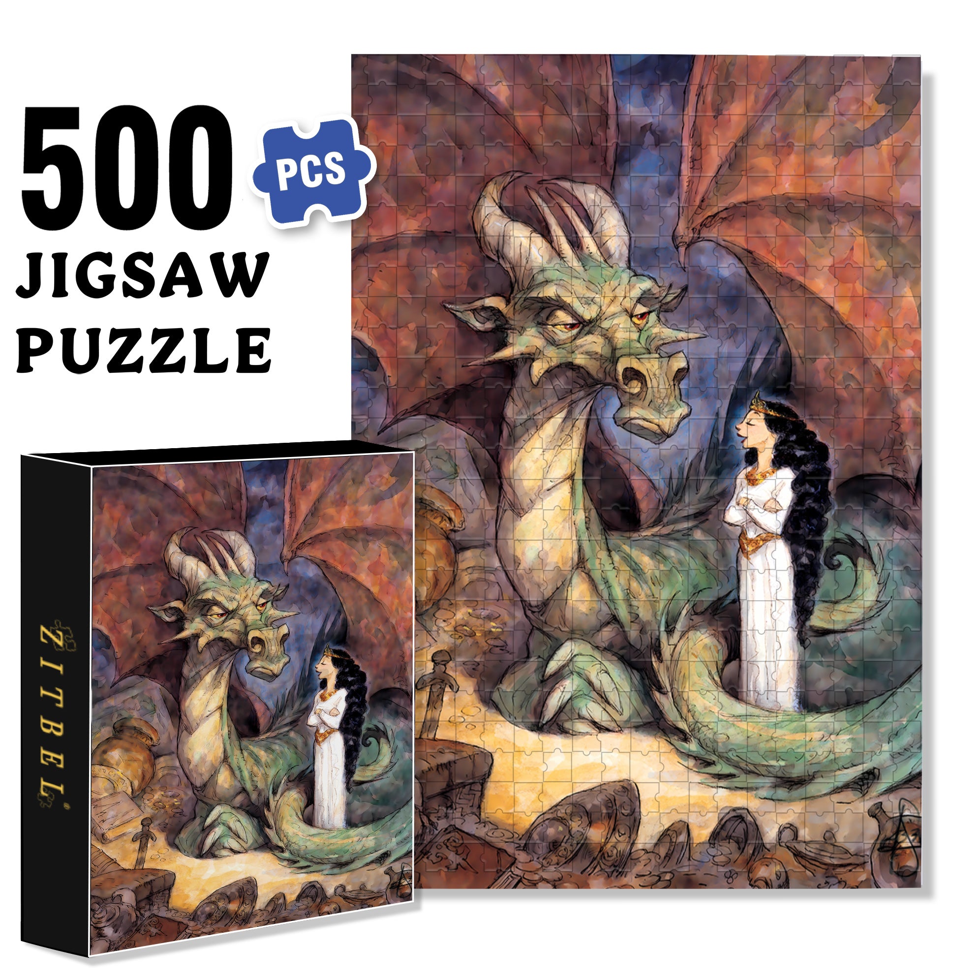 Talk With Dinosaurs 500pcs/1000pcs Jigsaw Puzzle, Scratch-Resistant, Interactive Family Game & Brain-Boosting DIY Decor, Perfect for Halloween, Christmas & New Year Gifts, Family Puzzle Game
