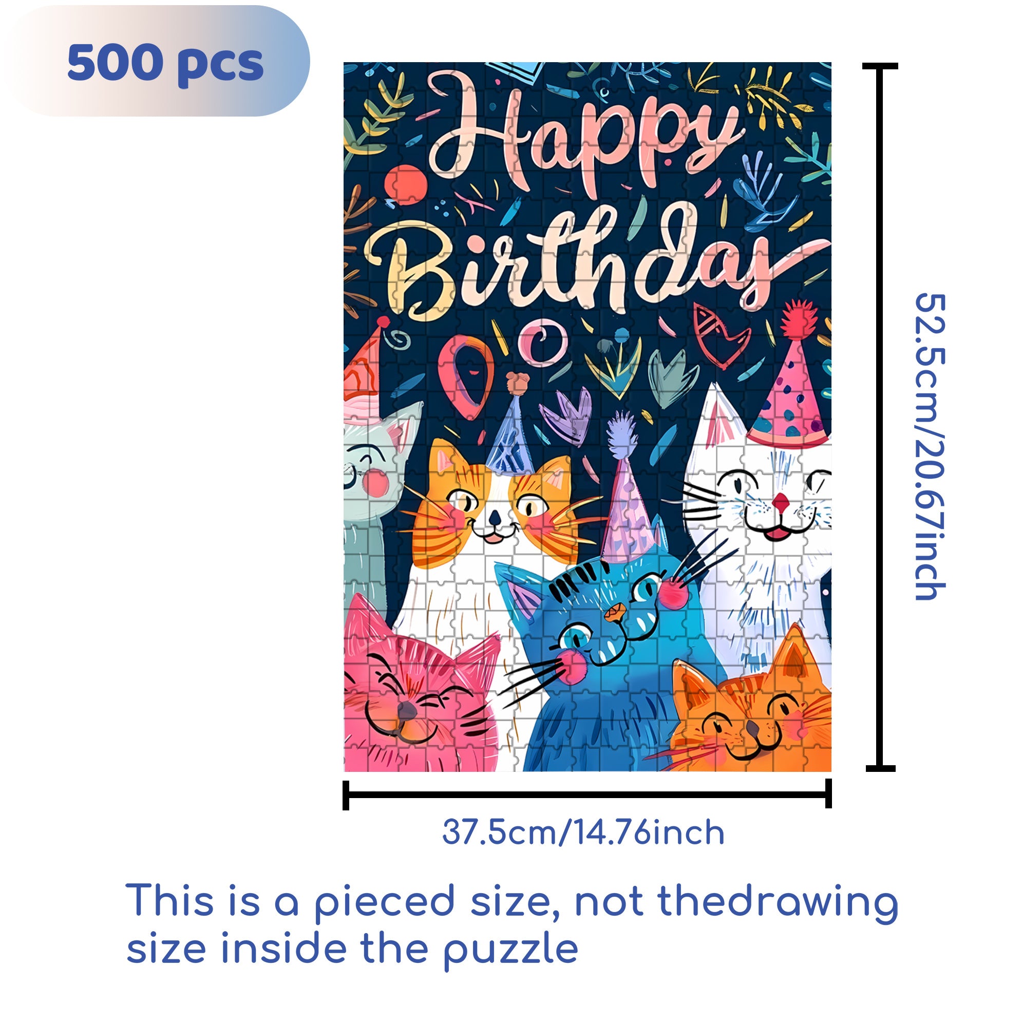 The Birthday Party For The Cat 500pcs/1000pcs Jigsaw Puzzle, Scratch-Resistant, Interactive Family Game & Brain-Boosting DIY Decor, Perfect for Halloween, Christmas & New Year Gifts, Family Puzzle Game