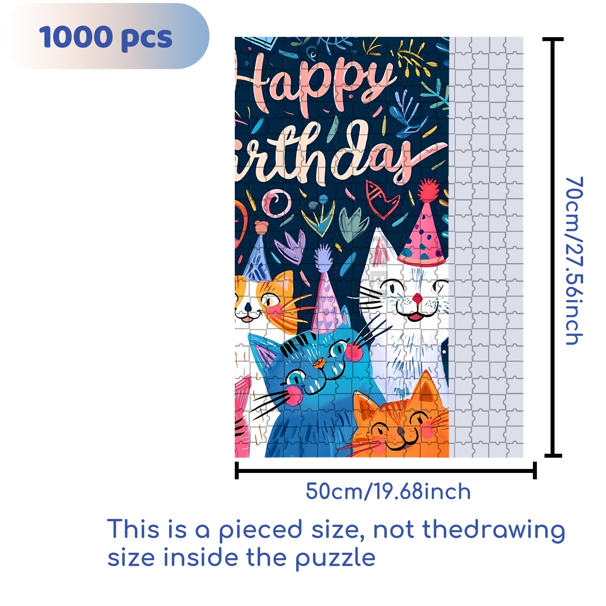 The Birthday Party For The Cat 500pcs/1000pcs Jigsaw Puzzle, Scratch-Resistant, Interactive Family Game & Brain-Boosting DIY Decor, Perfect for Halloween, Christmas & New Year Gifts, Family Puzzle Game
