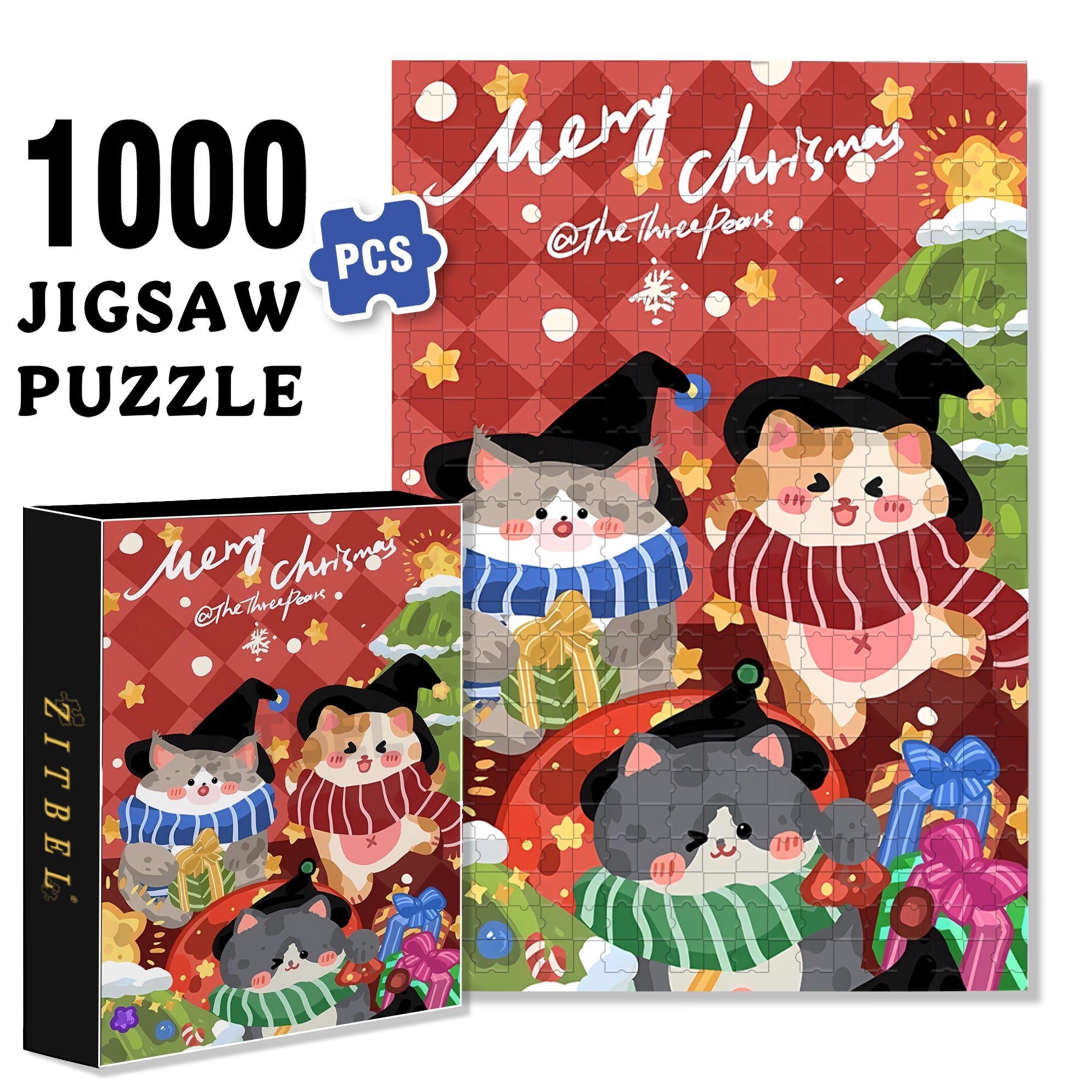 The Joy Of Cats 500pcs/1000pcs Jigsaw Puzzle, Scratch-Resistant, Interactive Family Game & Brain-Boosting DIY Decor, Perfect for Halloween, Christmas & New Year Gifts, Family Puzzle Game
