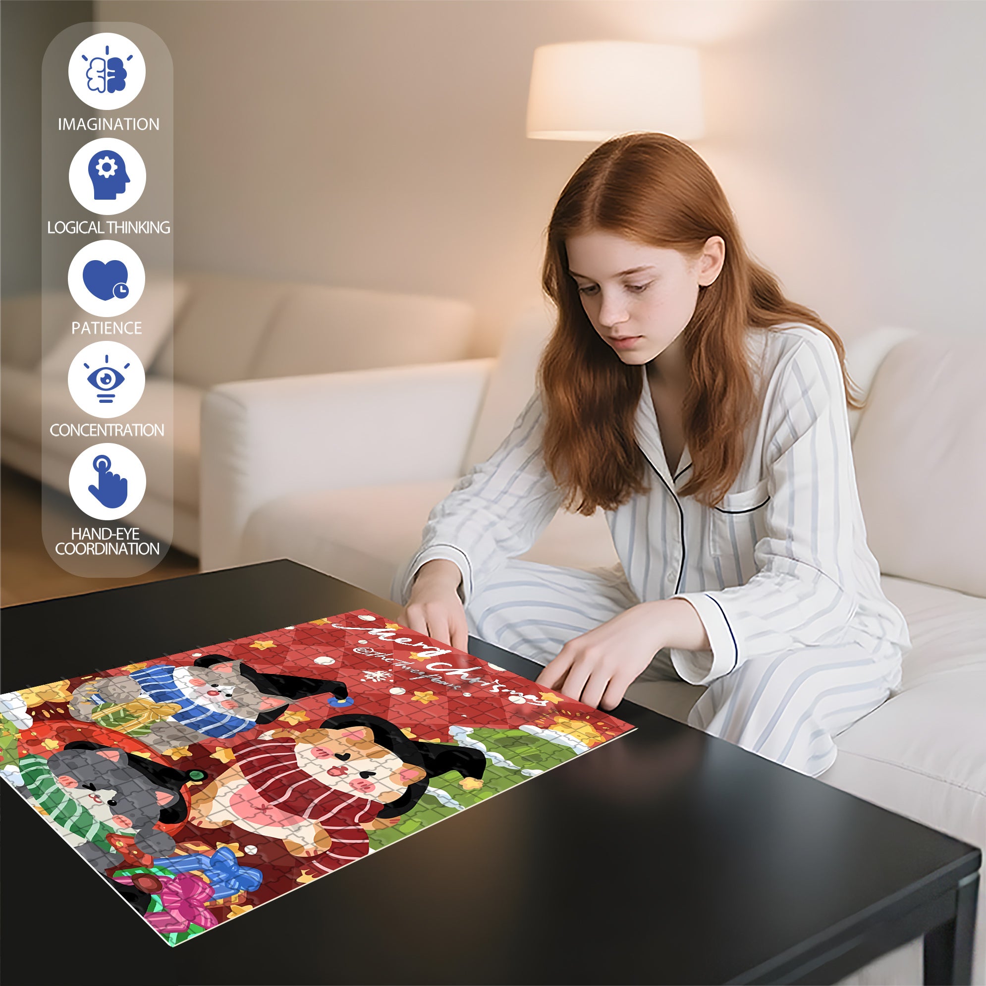 The Joy Of Cats 500pcs/1000pcs Jigsaw Puzzle, Scratch-Resistant, Interactive Family Game & Brain-Boosting DIY Decor, Perfect for Halloween, Christmas & New Year Gifts, Family Puzzle Game