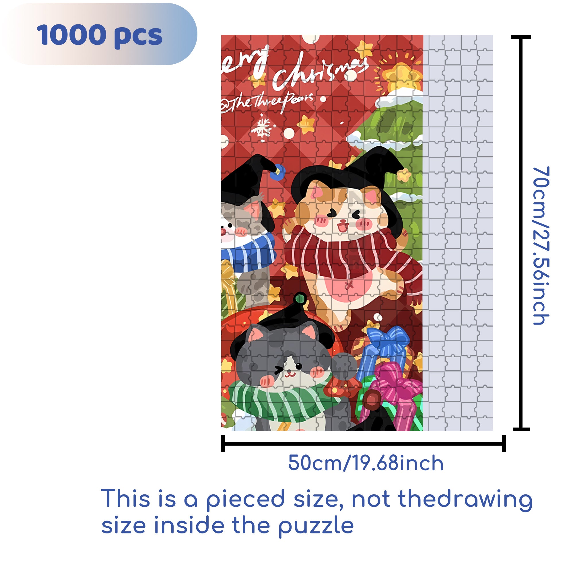 The Joy Of Cats 500pcs/1000pcs Jigsaw Puzzle, Scratch-Resistant, Interactive Family Game & Brain-Boosting DIY Decor, Perfect for Halloween, Christmas & New Year Gifts, Family Puzzle Game