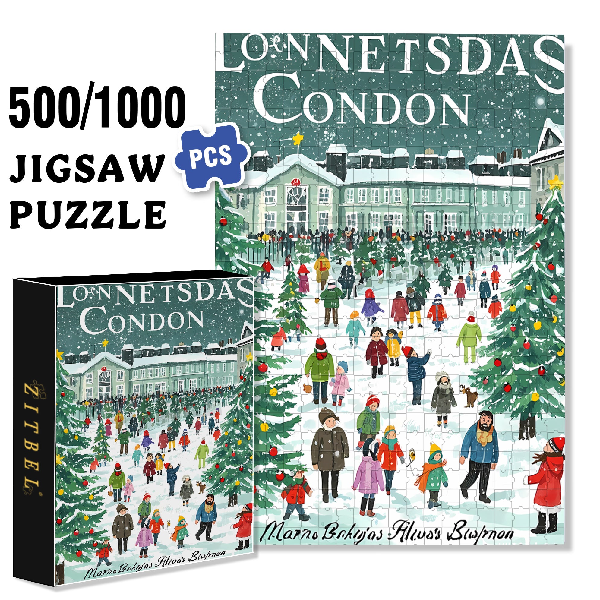 The Joy of Christmas 500pcs/1000pcs Jigsaw Puzzle, Scratch-Resistant, Interactive Family Game & Brain-Boosting DIY Decor, Perfect for Halloween, Christmas & New Year Gifts, Family Puzzle Game