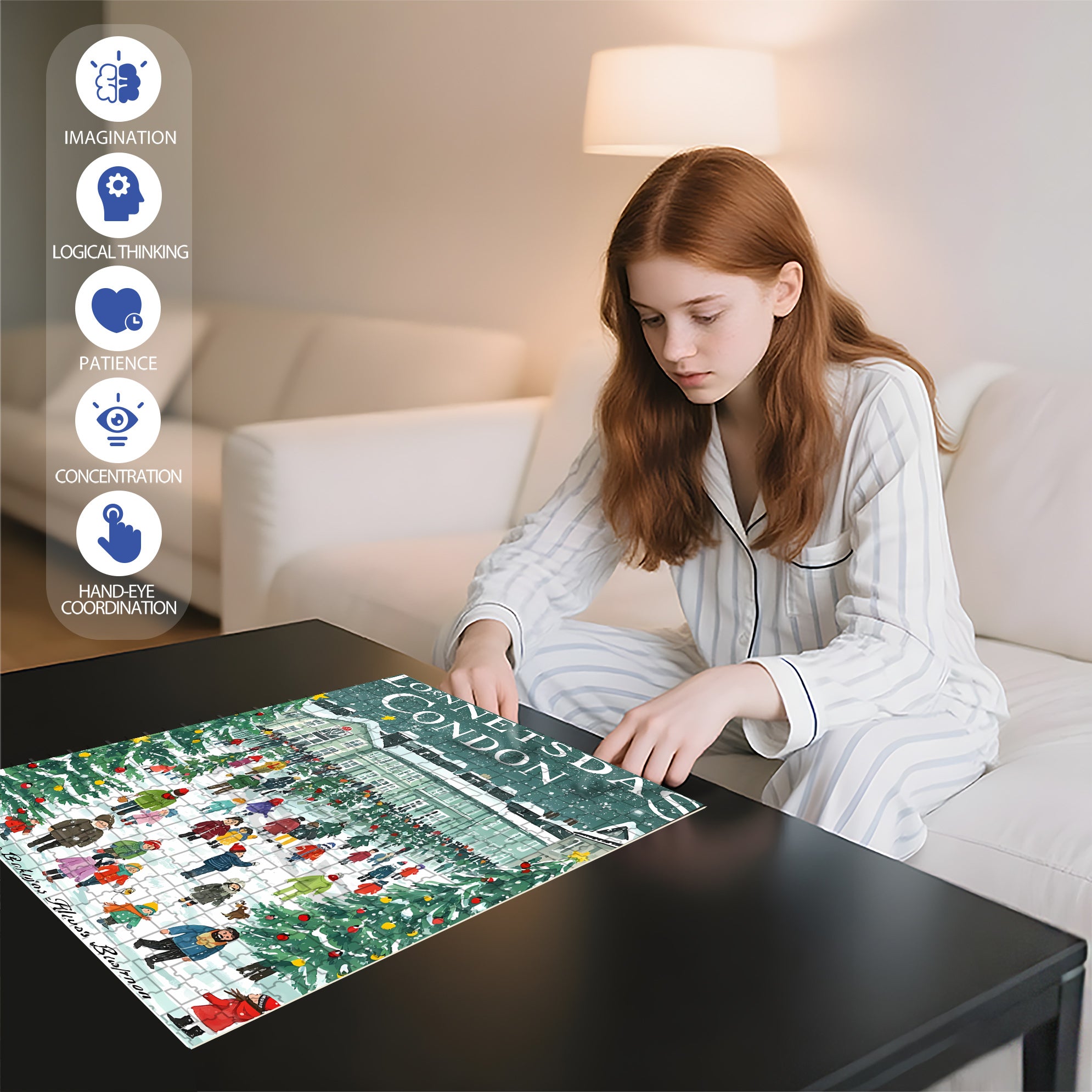 The Joy of Christmas 500pcs/1000pcs Jigsaw Puzzle, Scratch-Resistant, Interactive Family Game & Brain-Boosting DIY Decor, Perfect for Halloween, Christmas & New Year Gifts, Family Puzzle Game