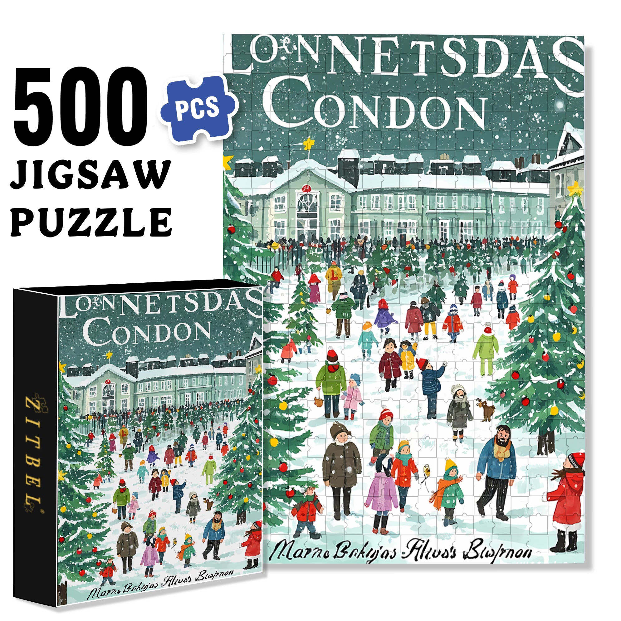 The Joy of Christmas 500pcs/1000pcs Jigsaw Puzzle, Scratch-Resistant, Interactive Family Game & Brain-Boosting DIY Decor, Perfect for Halloween, Christmas & New Year Gifts, Family Puzzle Game