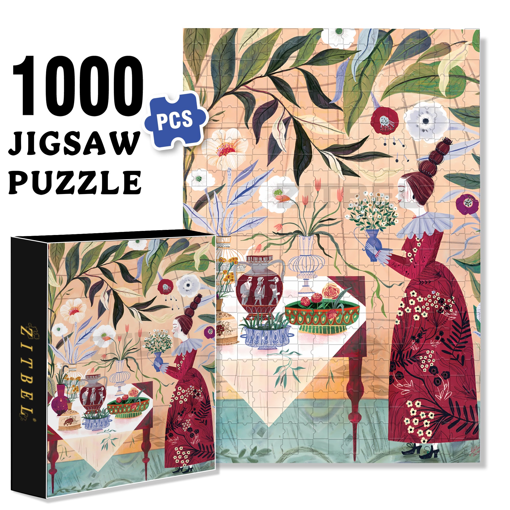 The Plant Lady 500pcs/1000pcs Jigsaw Puzzle, Scratch-Resistant, Interactive Family Game & Brain-Boosting DIY Decor, Perfect for Halloween, Christmas & New Year Gifts, Family Puzzle Game