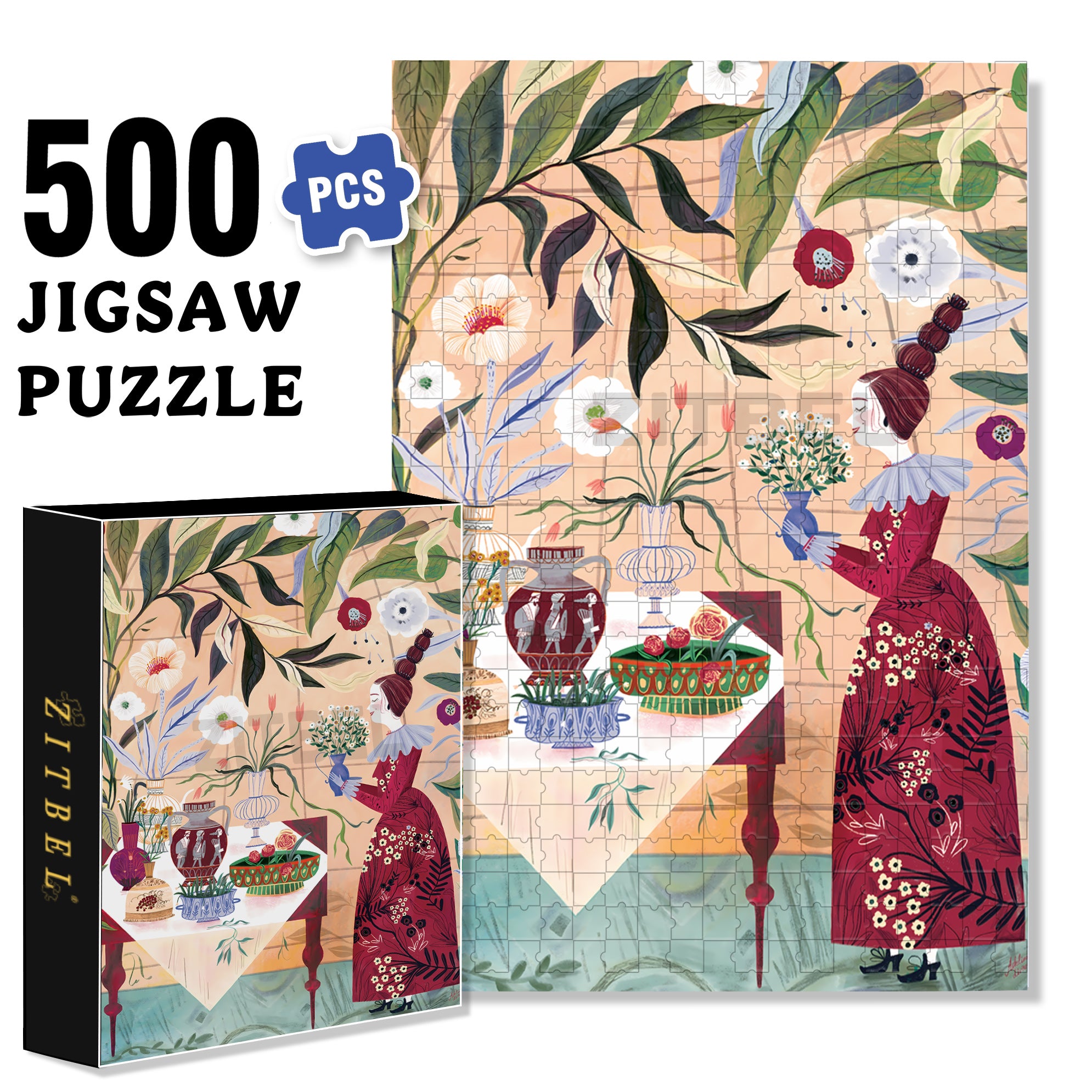 The Plant Lady 500pcs/1000pcs Jigsaw Puzzle, Scratch-Resistant, Interactive Family Game & Brain-Boosting DIY Decor, Perfect for Halloween, Christmas & New Year Gifts, Family Puzzle Game