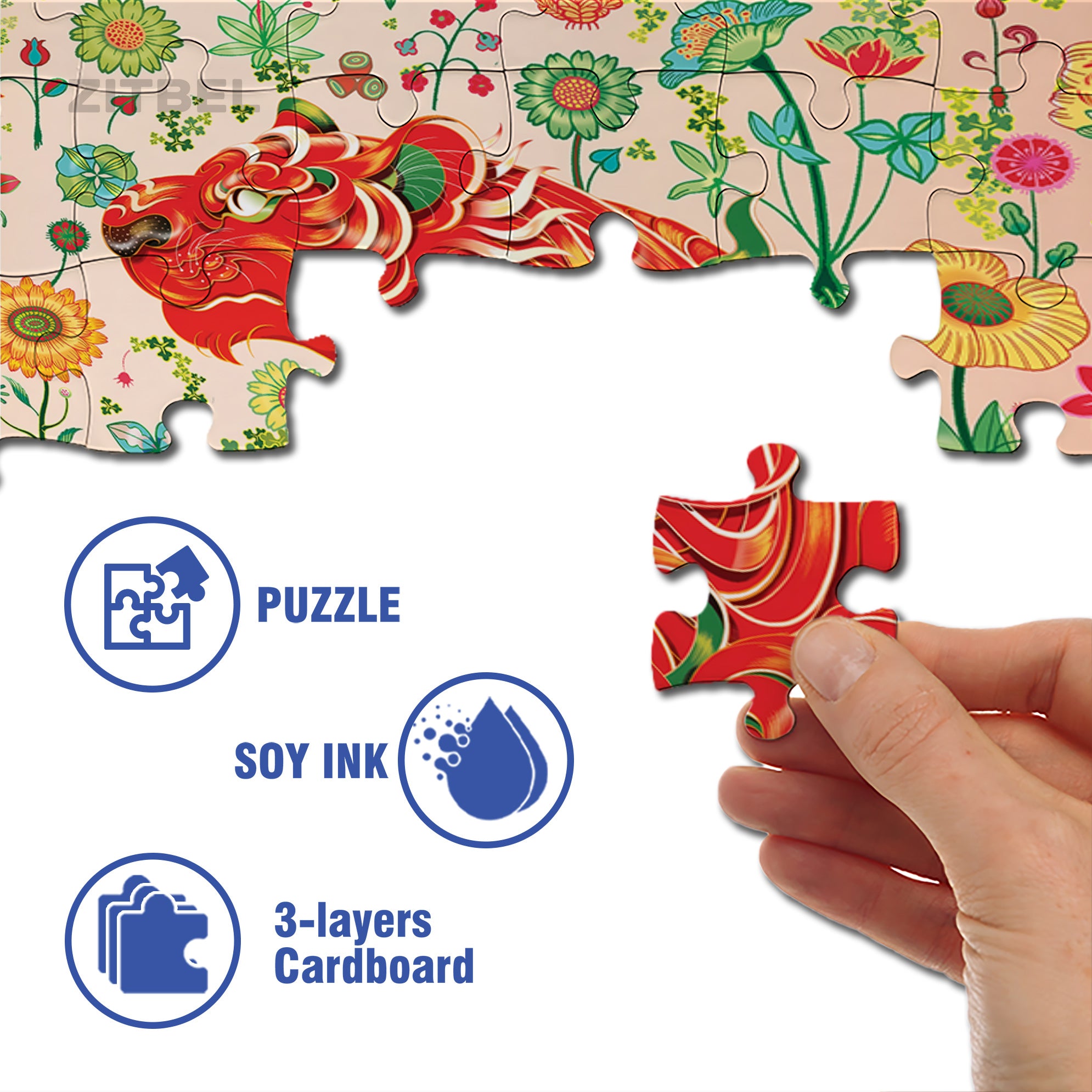Tiger Style 500pcs/1000pcs Jigsaw Puzzle, Scratch-Resistant, Interactive Family Game & Brain-Boosting DIY Decor, Perfect for Halloween, Christmas & New Year Gifts, Family Puzzle Game