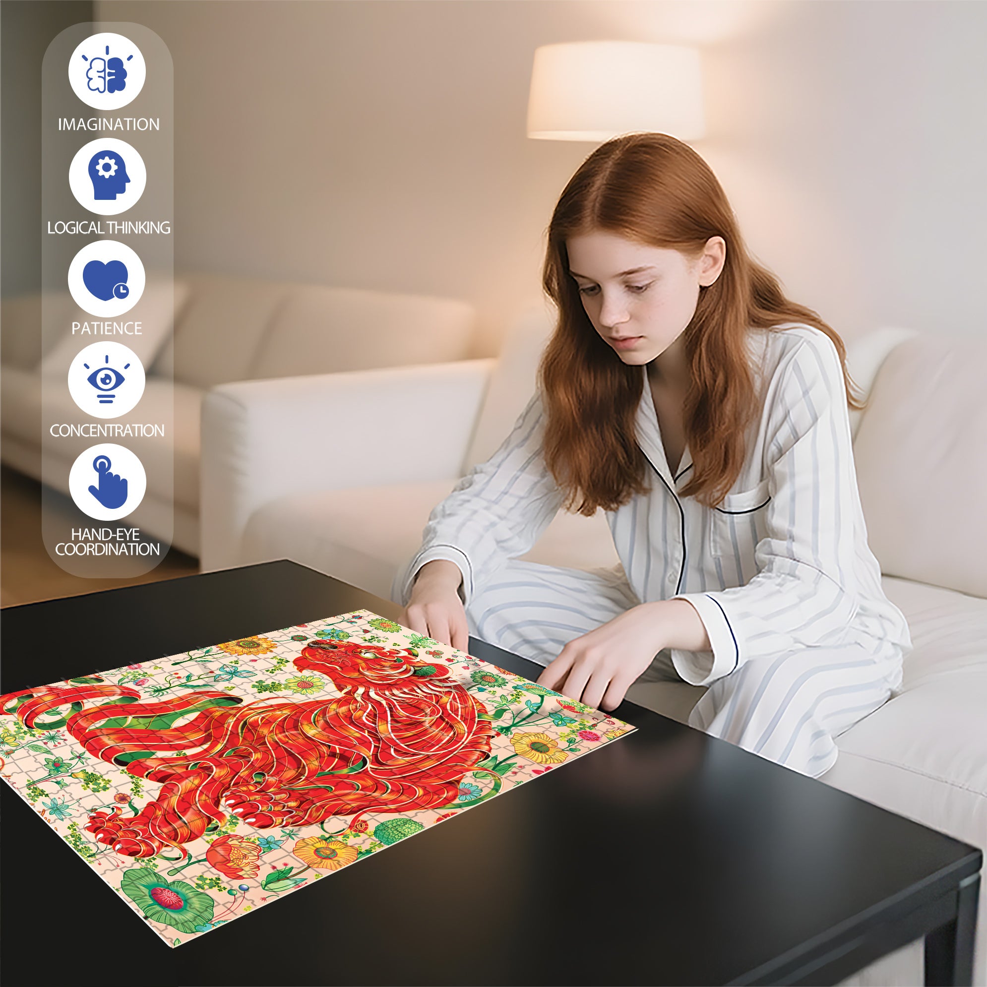 Tiger Style 500pcs/1000pcs Jigsaw Puzzle, Scratch-Resistant, Interactive Family Game & Brain-Boosting DIY Decor, Perfect for Halloween, Christmas & New Year Gifts, Family Puzzle Game