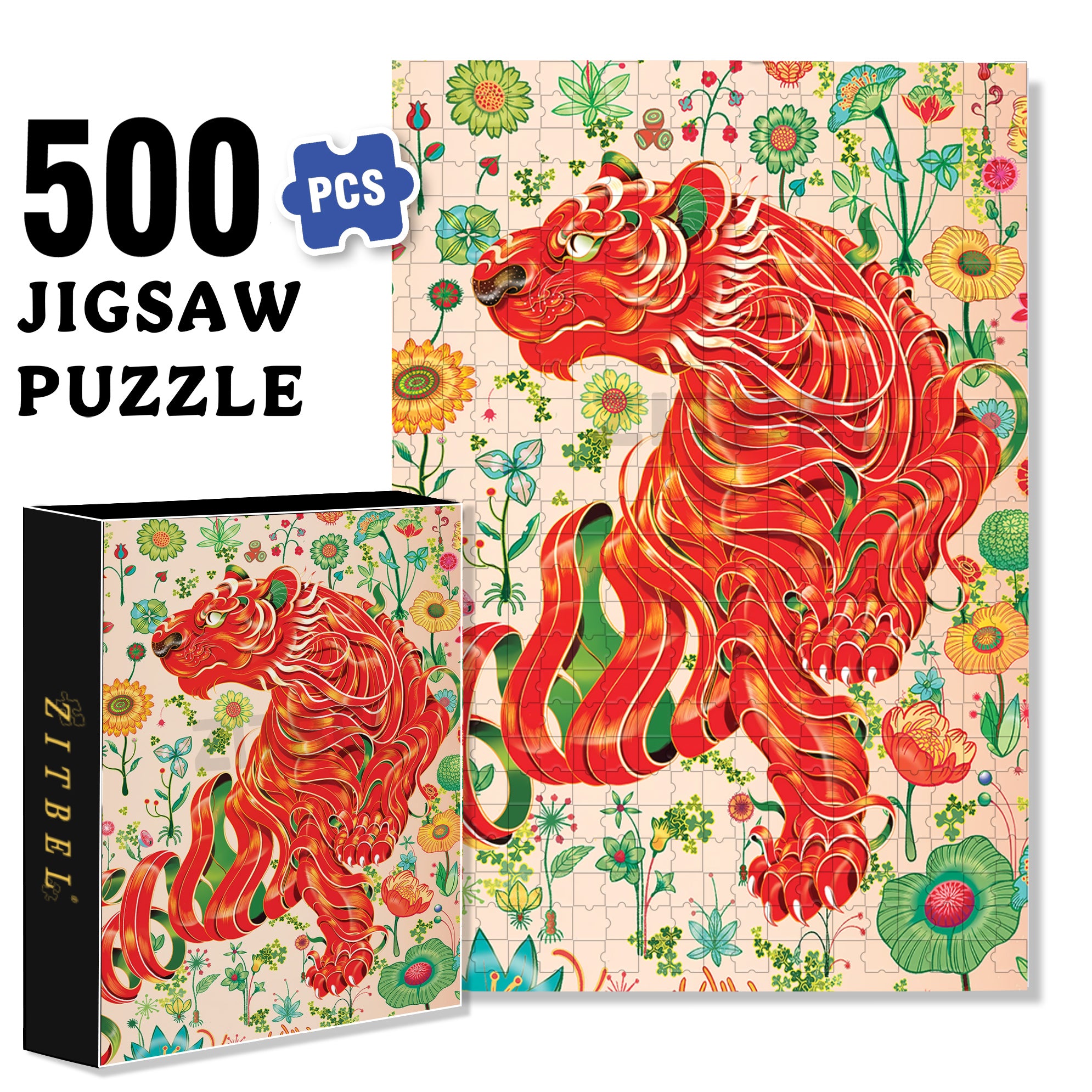 Tiger Style 500pcs/1000pcs Jigsaw Puzzle, Scratch-Resistant, Interactive Family Game & Brain-Boosting DIY Decor, Perfect for Halloween, Christmas & New Year Gifts, Family Puzzle Game