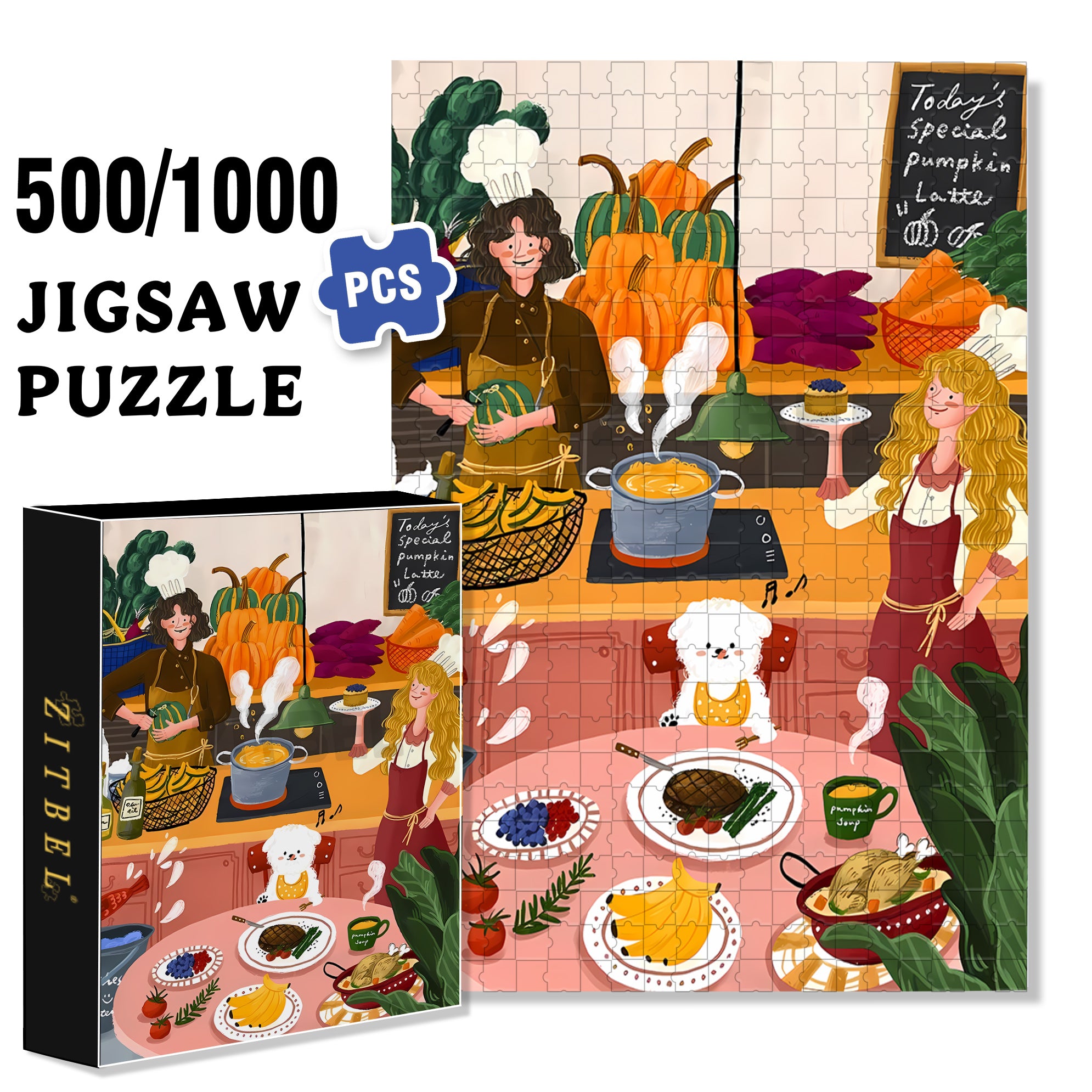 Today's Selection 500pcs/1000pcs Jigsaw Puzzle, Scratch-Resistant, Interactive Family Game & Brain-Boosting DIY Decor, Perfect for Halloween, Christmas & New Year Gifts, Family Puzzle Game