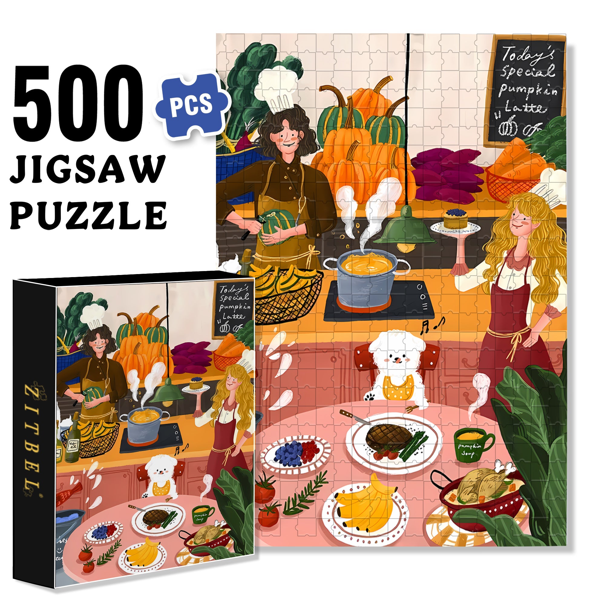 Today's Selection 500pcs/1000pcs Jigsaw Puzzle, Scratch-Resistant, Interactive Family Game & Brain-Boosting DIY Decor, Perfect for Halloween, Christmas & New Year Gifts, Family Puzzle Game