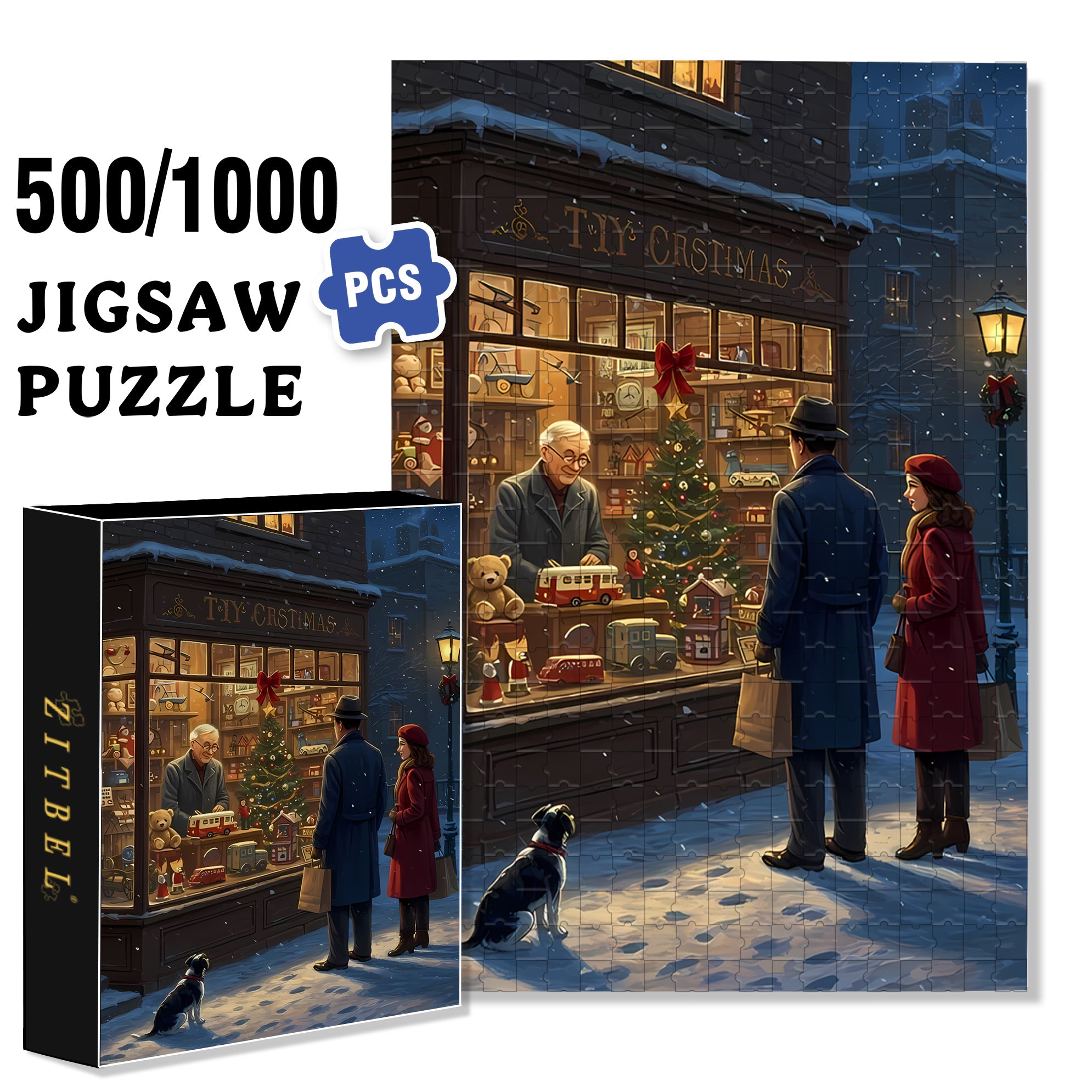 Vitrine 500pcs/1000pcs Jigsaw Puzzle, Scratch-Resistant, Interactive Family Game & Brain-Boosting DIY Decor, Perfect for Halloween, Christmas & New Year Gifts, Family Puzzle Game
