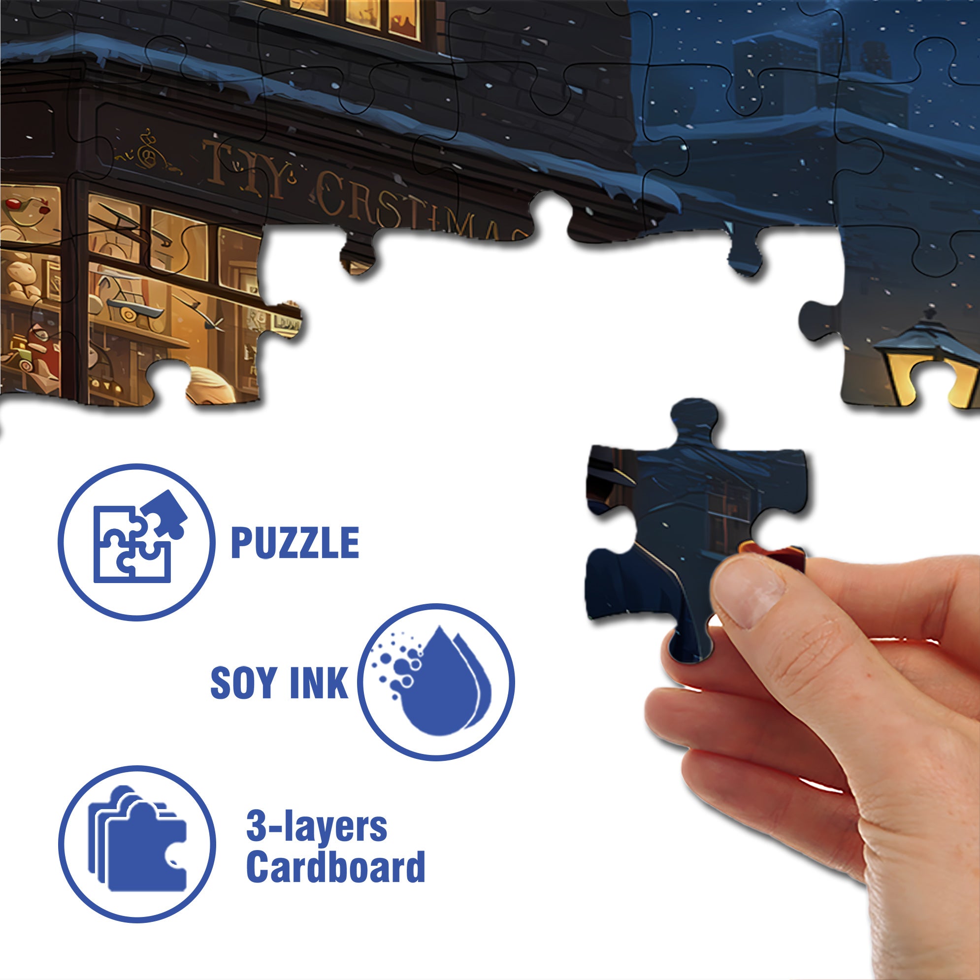 Vitrine 500pcs/1000pcs Jigsaw Puzzle, Scratch-Resistant, Interactive Family Game & Brain-Boosting DIY Decor, Perfect for Halloween, Christmas & New Year Gifts, Family Puzzle Game