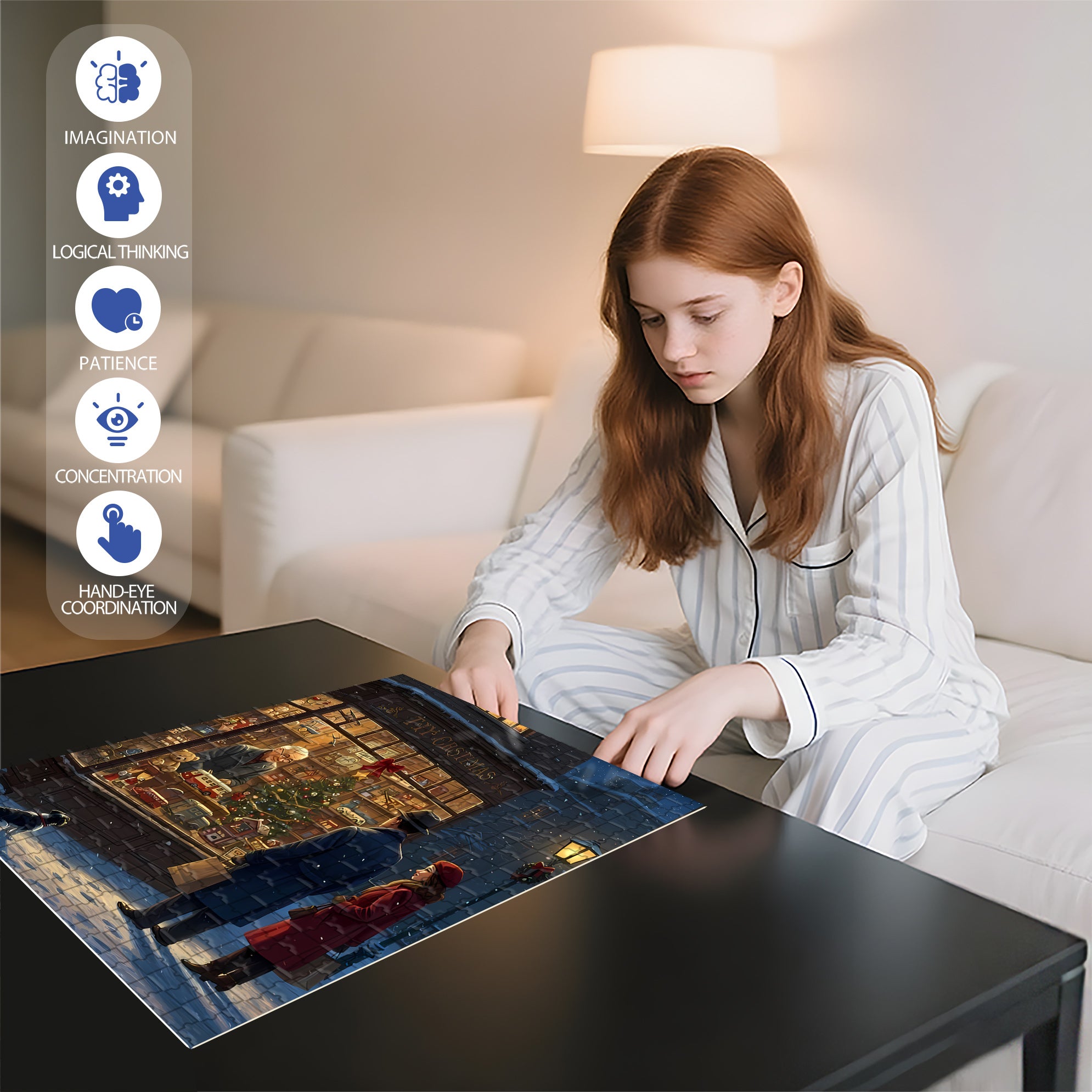 Vitrine 500pcs/1000pcs Jigsaw Puzzle, Scratch-Resistant, Interactive Family Game & Brain-Boosting DIY Decor, Perfect for Halloween, Christmas & New Year Gifts, Family Puzzle Game