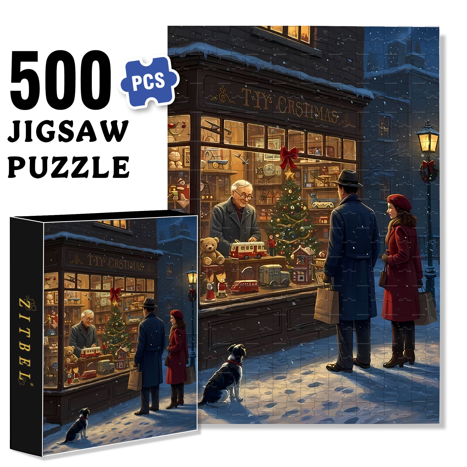 Vitrine 500pcs/1000pcs Jigsaw Puzzle, Scratch-Resistant, Interactive Family Game & Brain-Boosting DIY Decor, Perfect for Halloween, Christmas & New Year Gifts, Family Puzzle Game