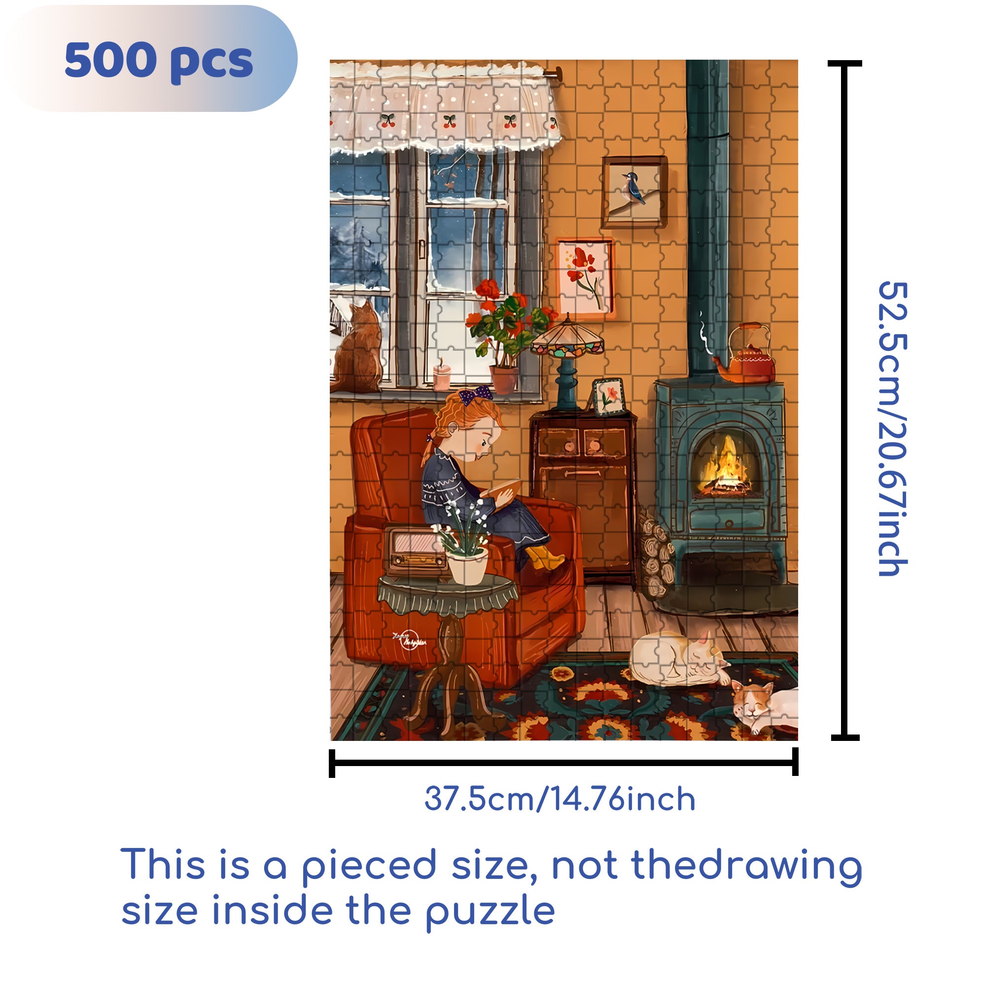 Warm Living Room 500pcs/1000pcs Jigsaw Puzzle, Scratch-Resistant, Interactive Family Game & Brain-Boosting DIY Decor, Perfect for Halloween, Christmas & New Year Gifts, Family Puzzle Game