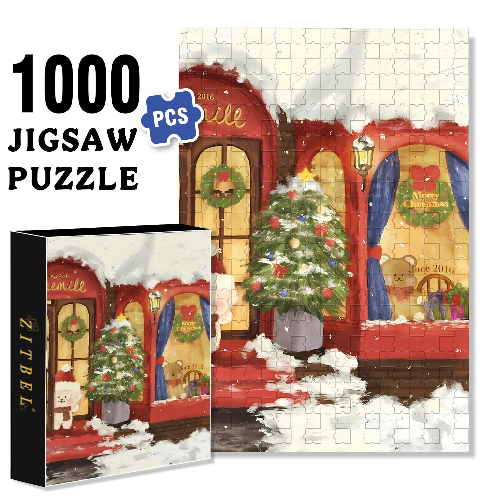 A Merry Trip 500pcs/1000pcs Jigsaw Puzzle, Scratch-Resistant, Interactive Family Game & Brain-Boosting DIY Decor, Perfect for Halloween, Christmas & New Year Gifts, Family Puzzle Game