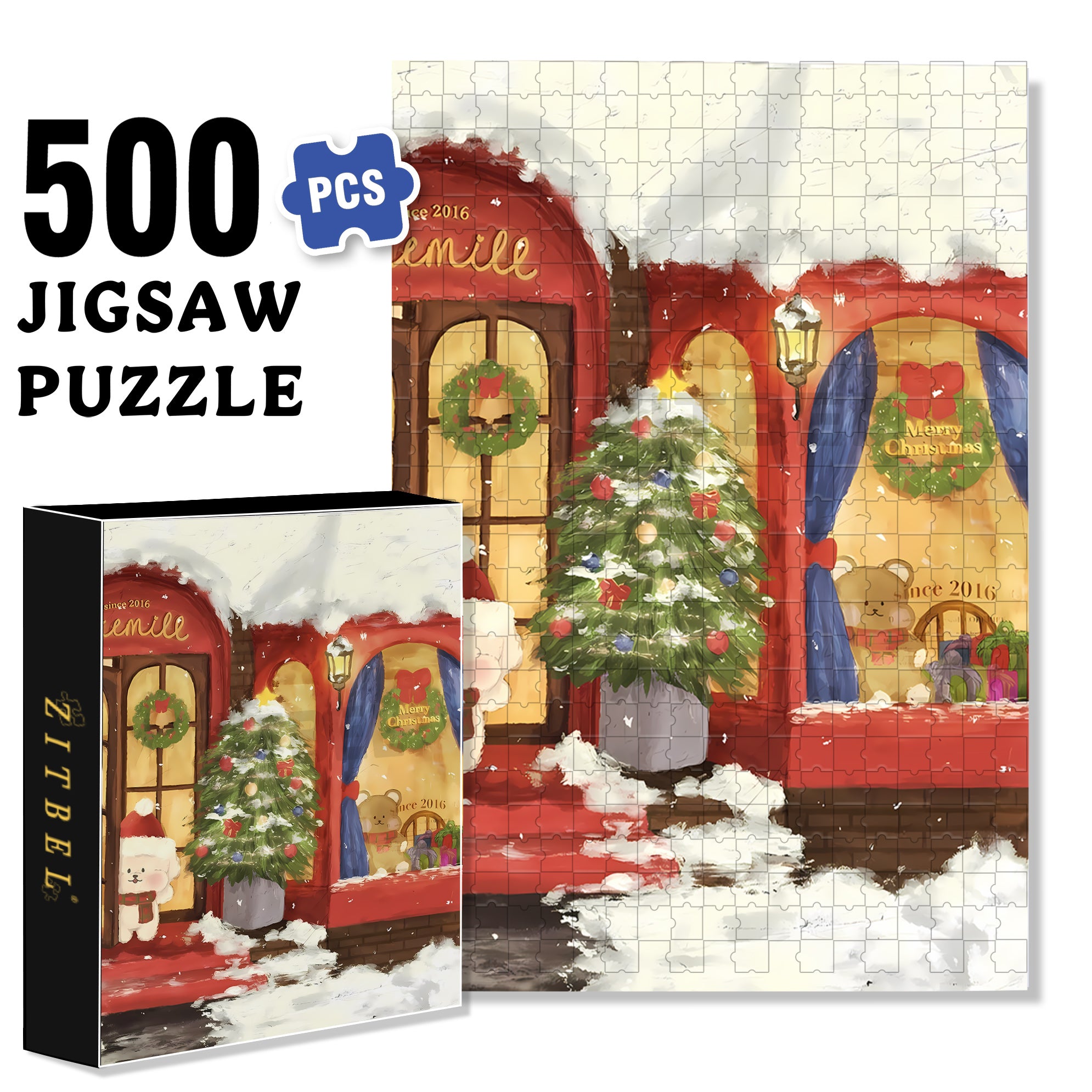 A Merry Trip 500pcs/1000pcs Jigsaw Puzzle, Scratch-Resistant, Interactive Family Game & Brain-Boosting DIY Decor, Perfect for Halloween, Christmas & New Year Gifts, Family Puzzle Game