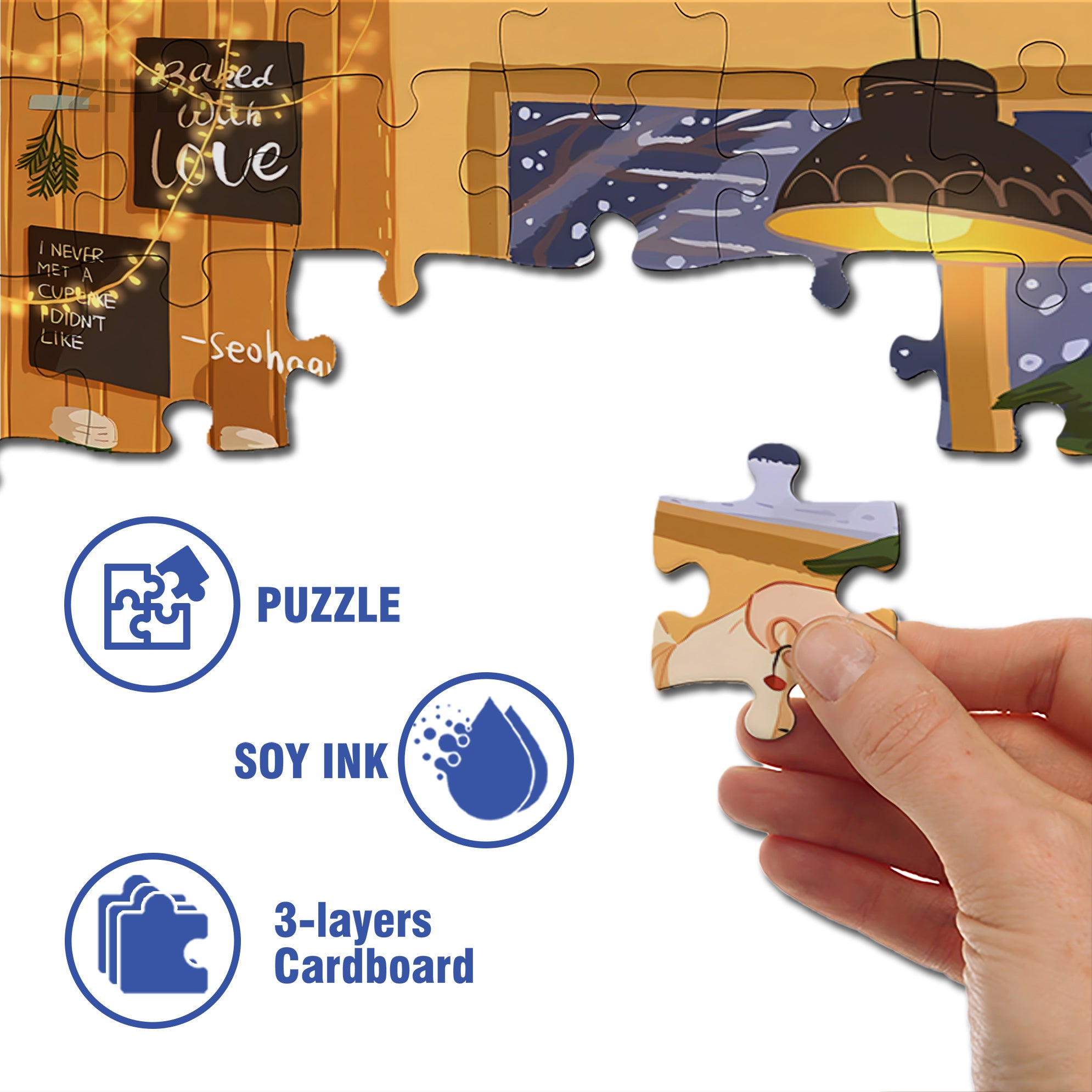 Baked With Love 500pcs/1000pcs Jigsaw Puzzle, Scratch-Resistant, Interactive Family Game & Brain-Boosting DIY Decor, Perfect for Halloween, Christmas & New Year Gifts, Family Puzzle Game