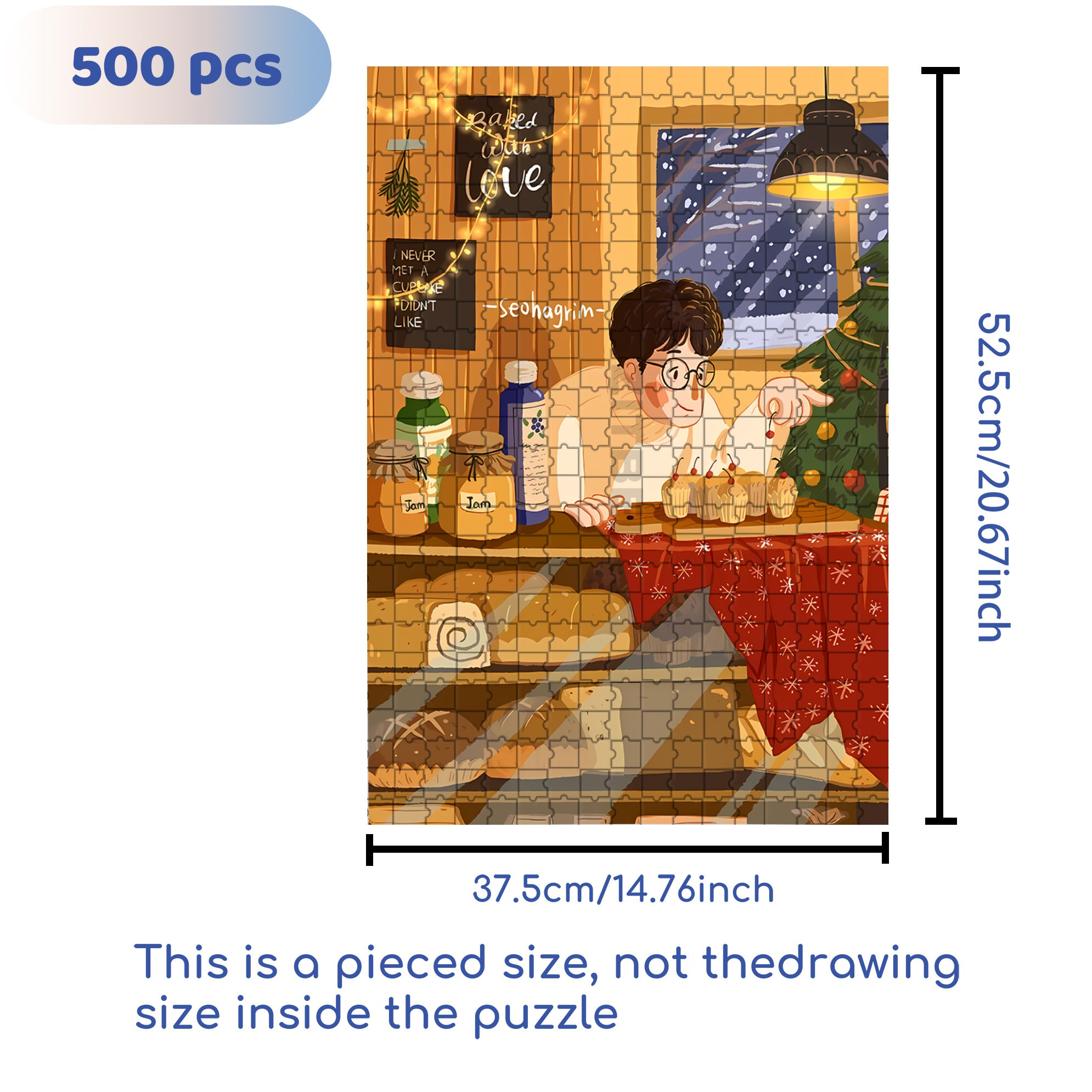 Baked With Love 500pcs/1000pcs Jigsaw Puzzle, Scratch-Resistant, Interactive Family Game & Brain-Boosting DIY Decor, Perfect for Halloween, Christmas & New Year Gifts, Family Puzzle Game