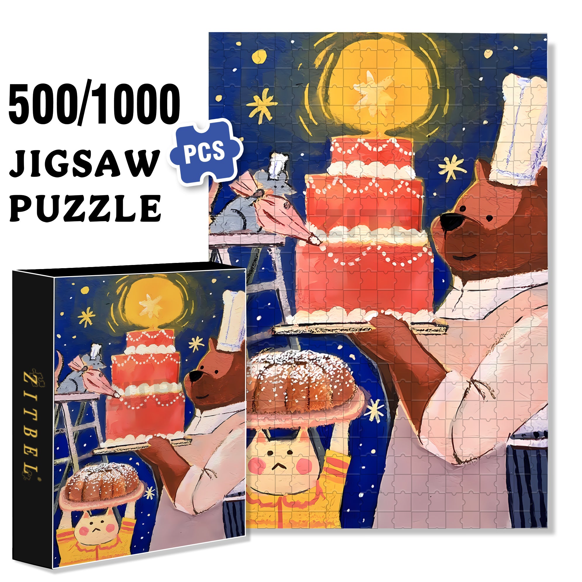 Baking Master 500pcs/1000pcs Jigsaw Puzzle, Scratch-Resistant, Interactive Family Game & Brain-Boosting DIY Decor, Perfect for Halloween, Christmas & New Year Gifts, Family Puzzle Game