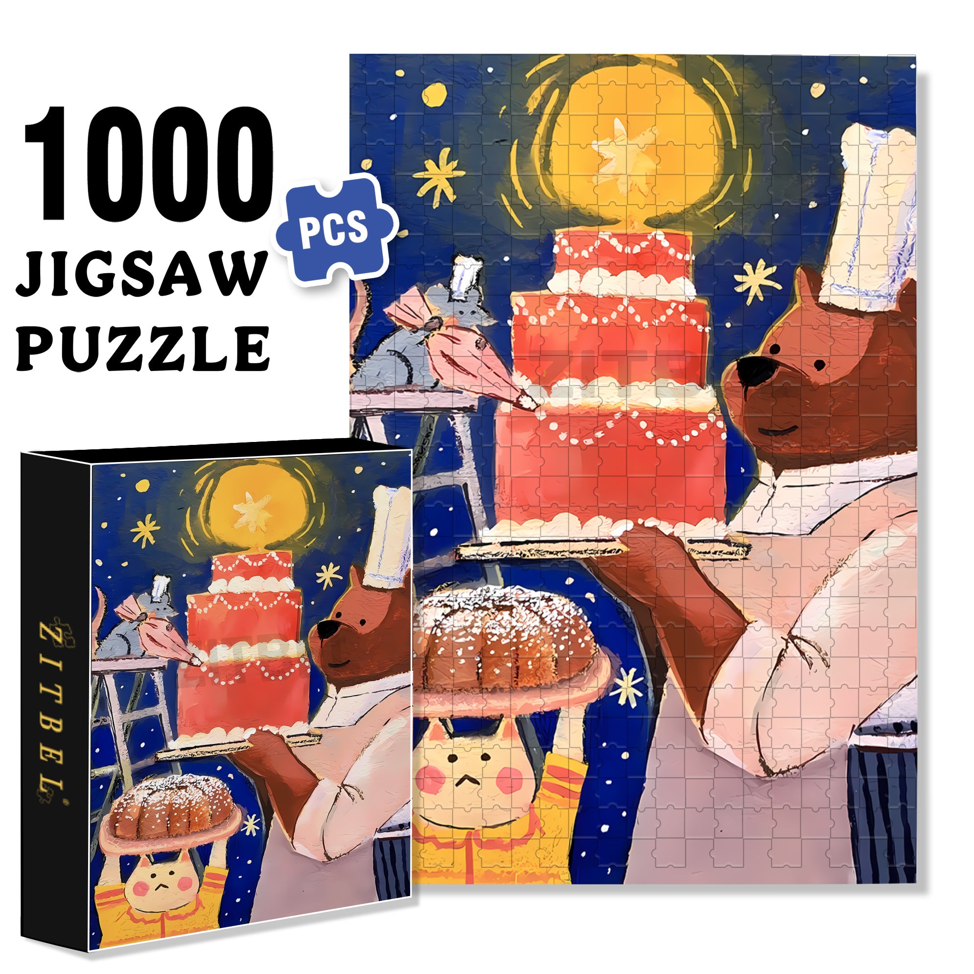 Baking Master 500pcs/1000pcs Jigsaw Puzzle, Scratch-Resistant, Interactive Family Game & Brain-Boosting DIY Decor, Perfect for Halloween, Christmas & New Year Gifts, Family Puzzle Game